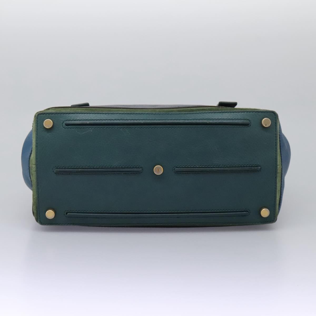 SAINT LAURENT Hand Bag Leather Navy Gold 197149 Auth BA2091