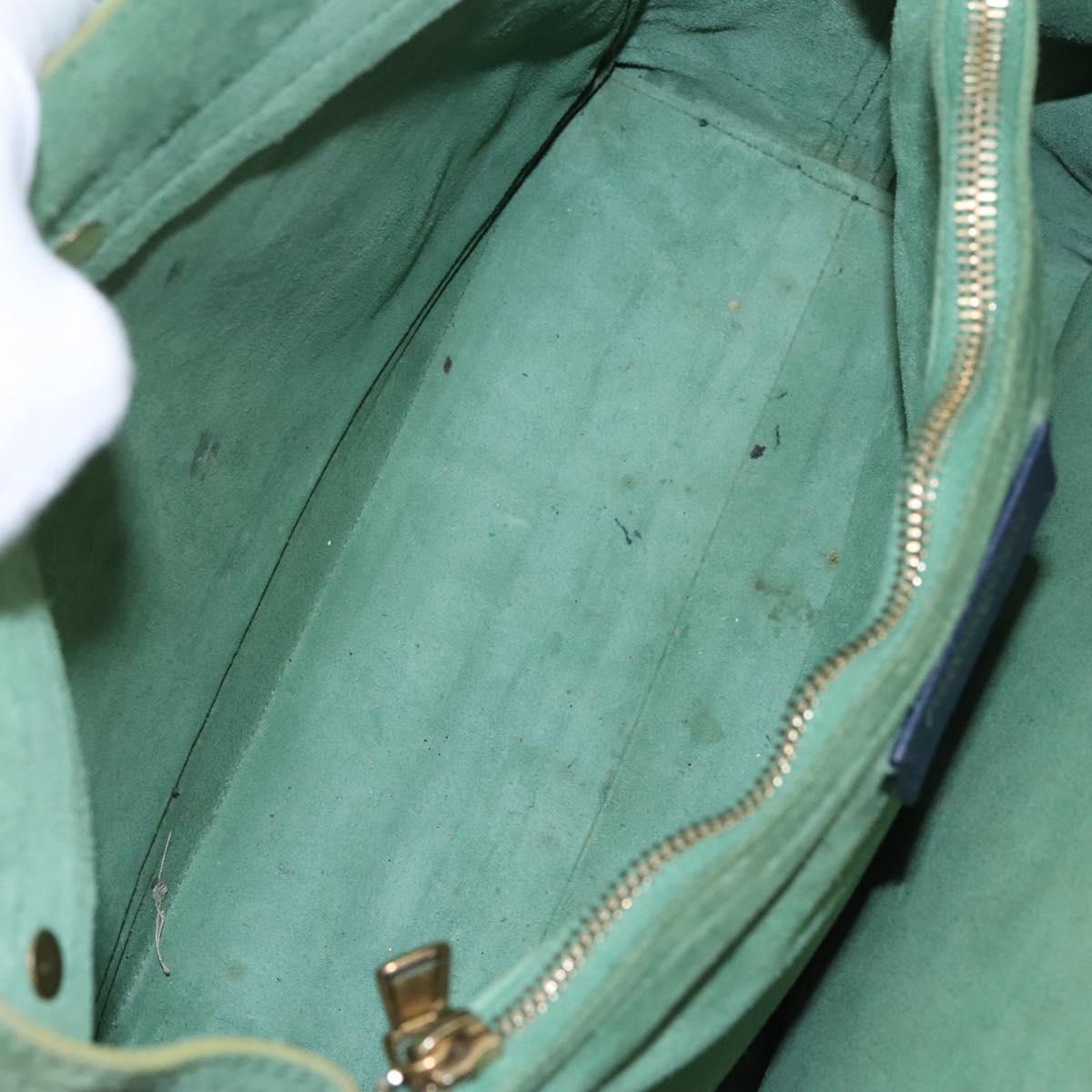 SAINT LAURENT Hand Bag Leather Navy Gold 197149 Auth BA2091