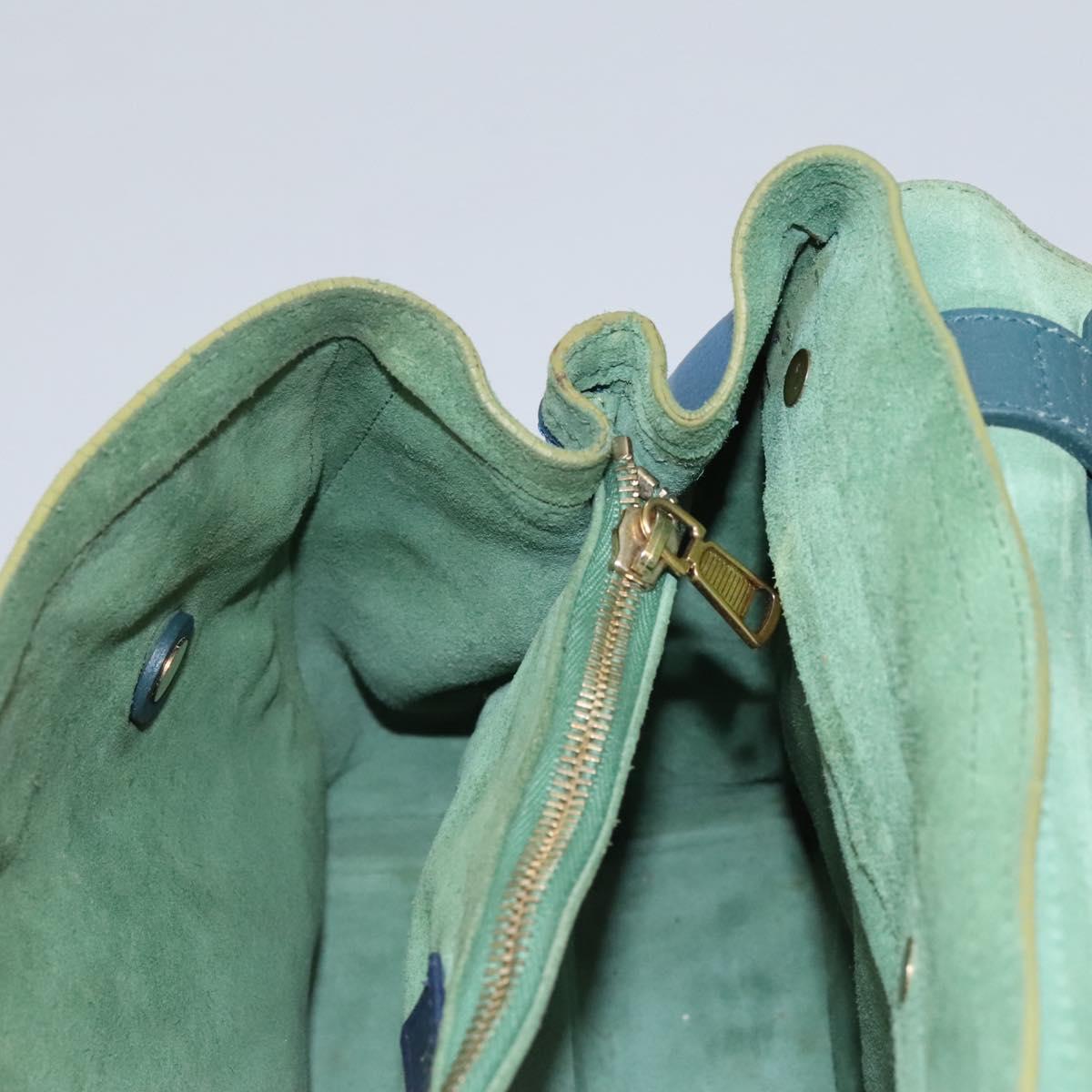 SAINT LAURENT Hand Bag Leather Navy Gold 197149 Auth BA2091