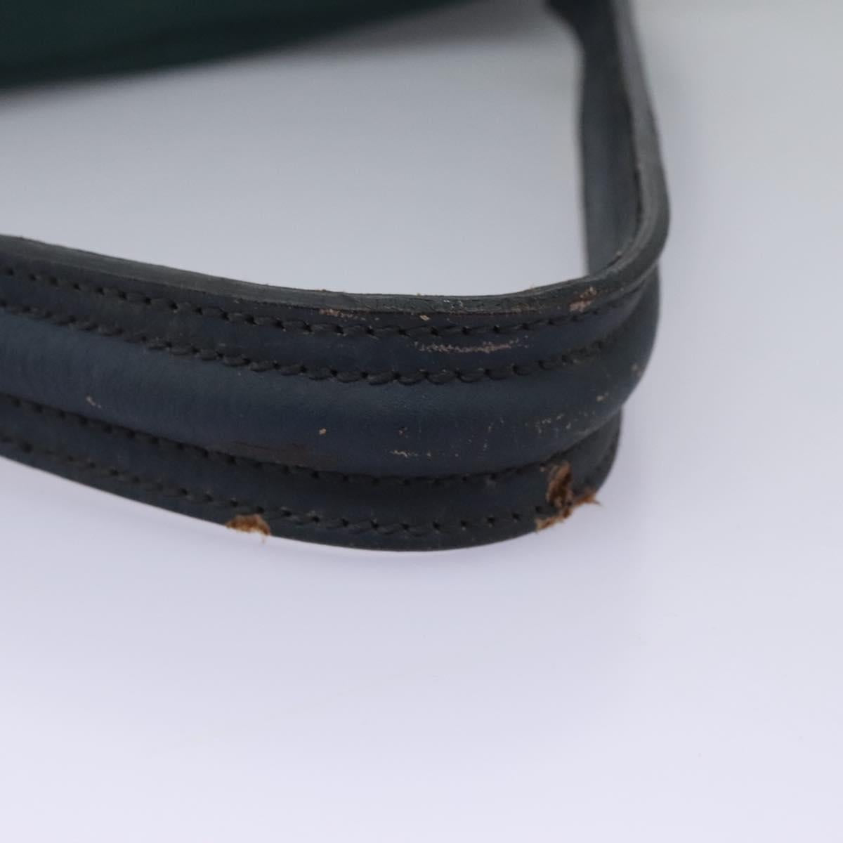 SAINT LAURENT Hand Bag Leather Navy Gold 197149 Auth BA2091