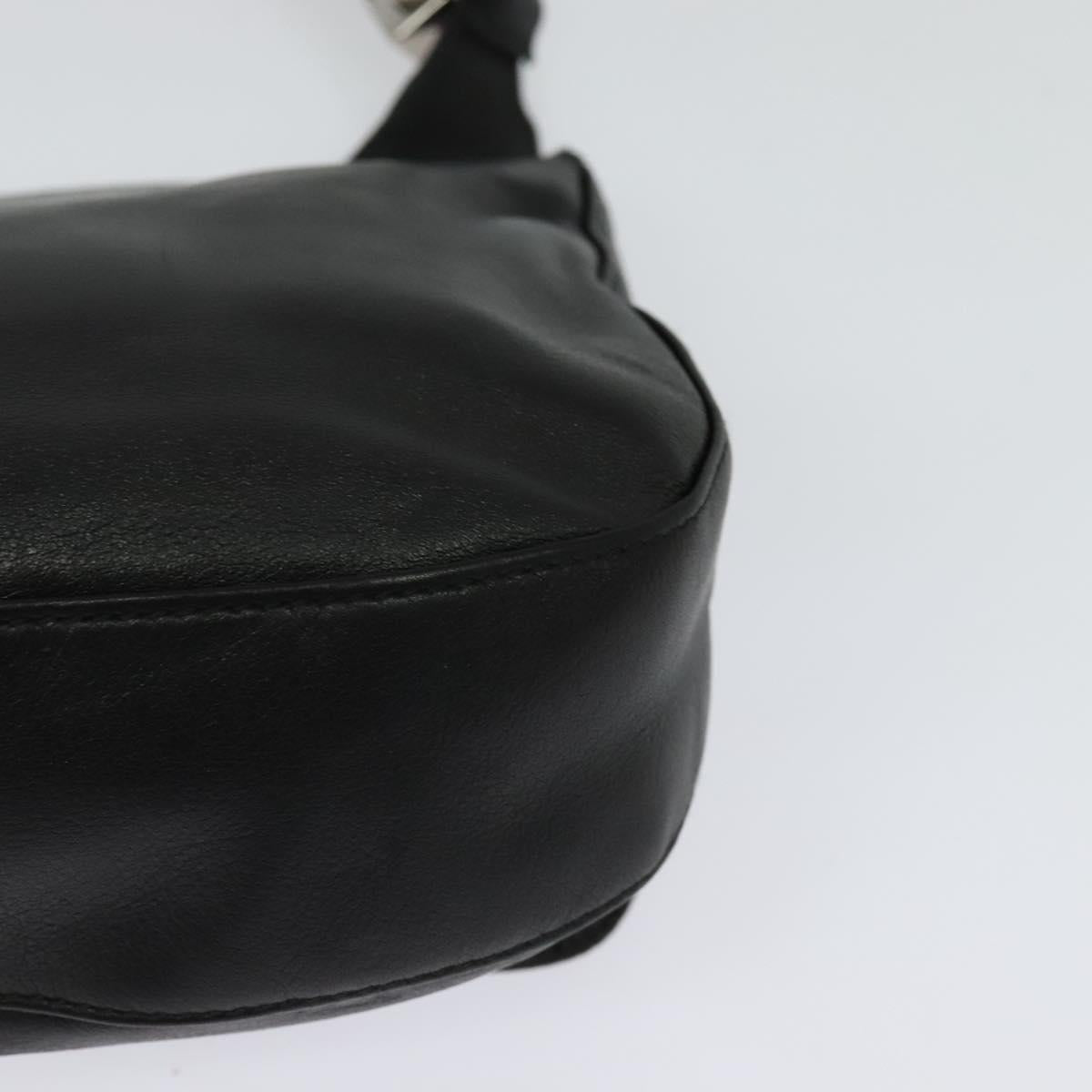 Salvatore Ferragamo Shoulder Bag Leather Black Silver Auth BA2098