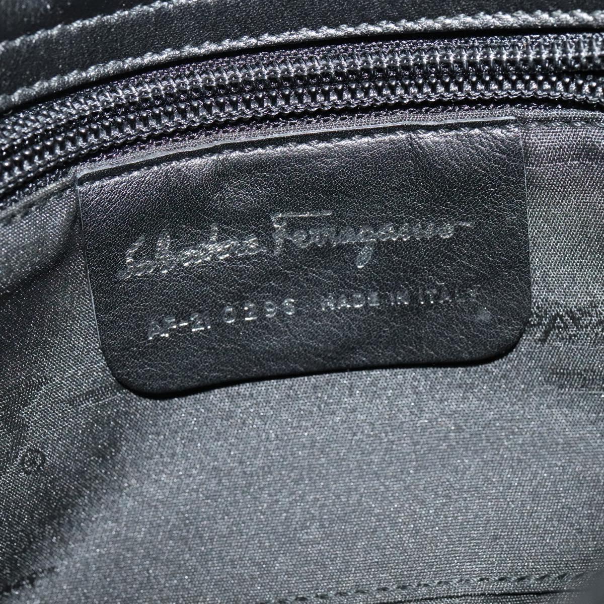 Salvatore Ferragamo Shoulder Bag Leather Black Silver Auth BA2098