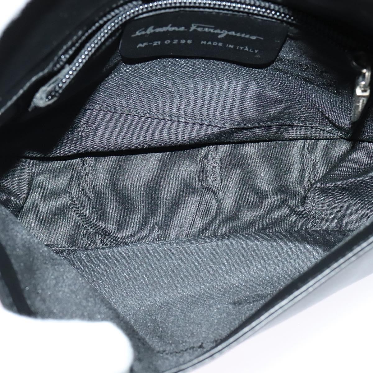 Salvatore Ferragamo Shoulder Bag Leather Black Silver Auth BA2098