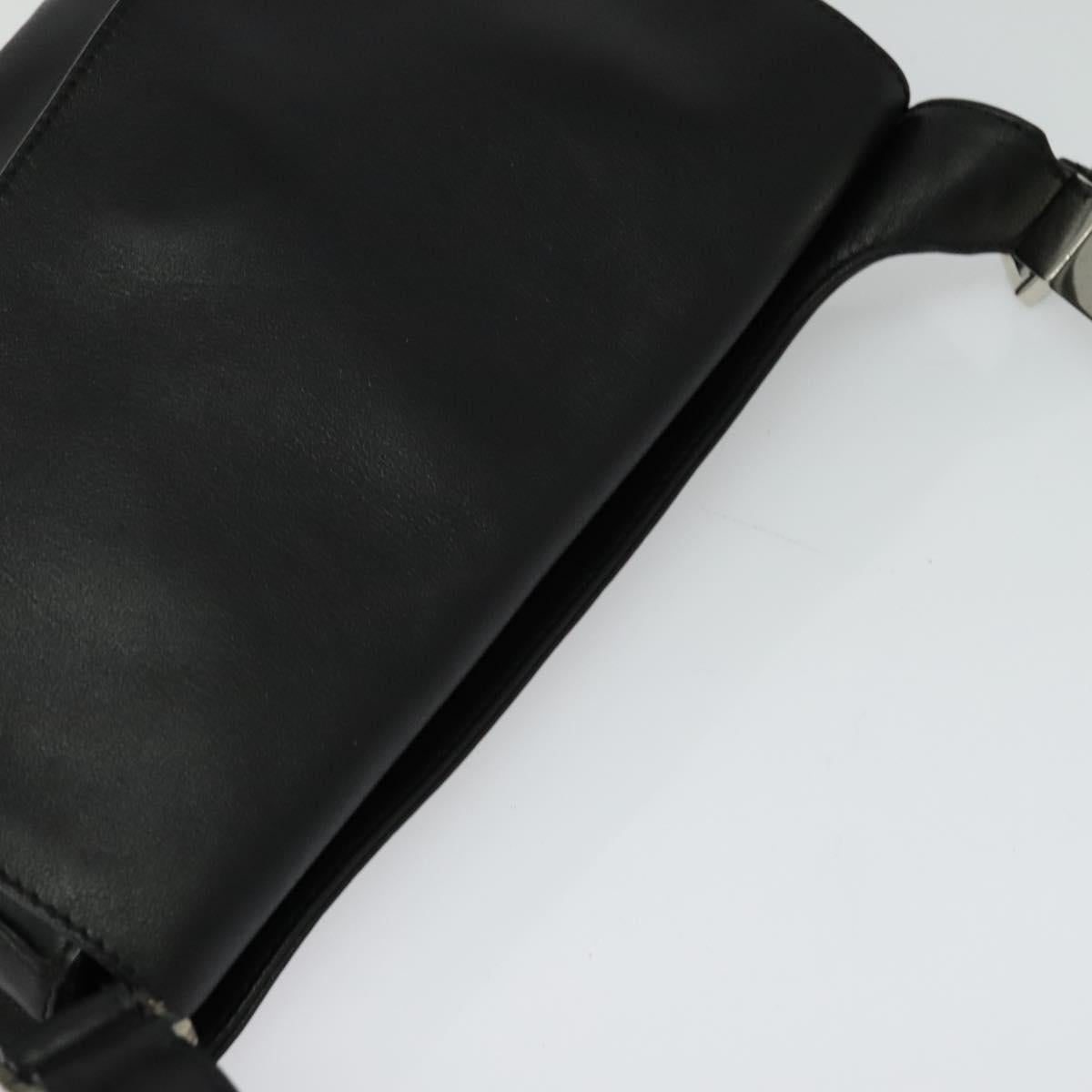Salvatore Ferragamo Shoulder Bag Leather Black Silver Auth BA2098
