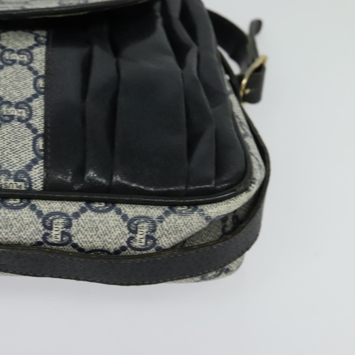 GUCCI GG Plus Supreme Shoulder Bag PVC Navy Gold Auth BA2101