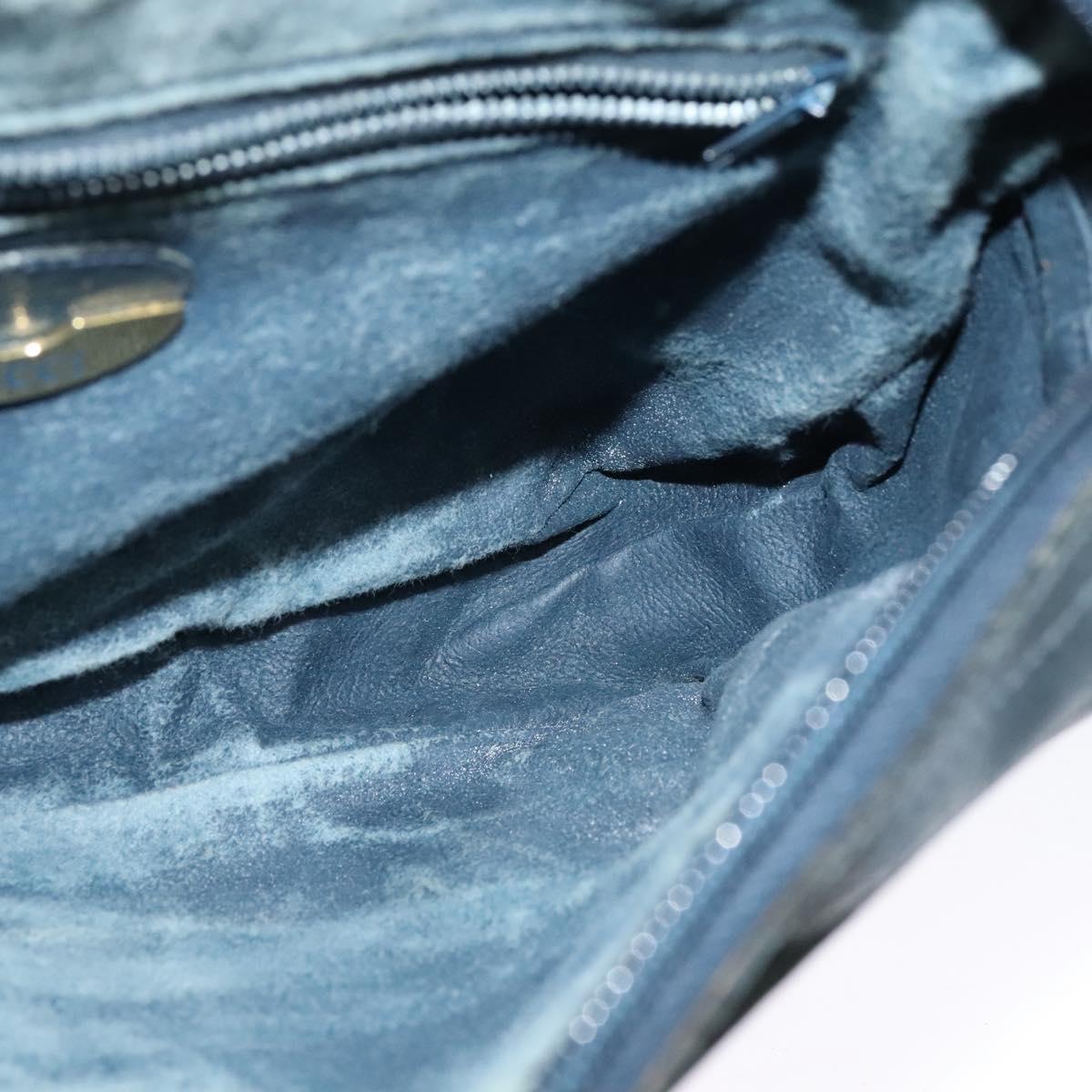 GUCCI GG Plus Supreme Shoulder Bag PVC Navy Gold Auth BA2101