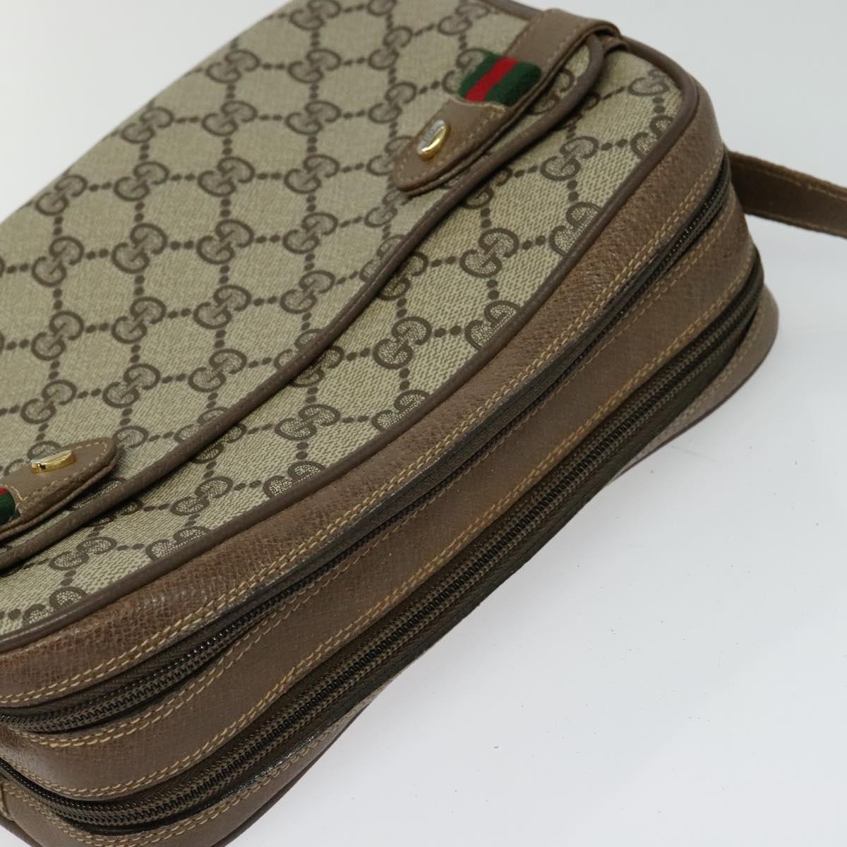 GUCCI GG Supreme Web Sherry Line Shoulder Bag PVC Beige 66 02 049 Auth BA2105
