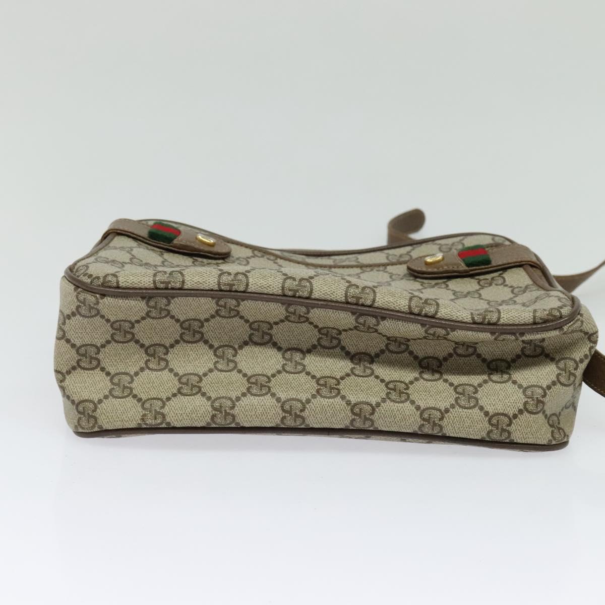 GUCCI GG Supreme Web Sherry Line Shoulder Bag PVC Beige 66 02 049 Auth BA2105