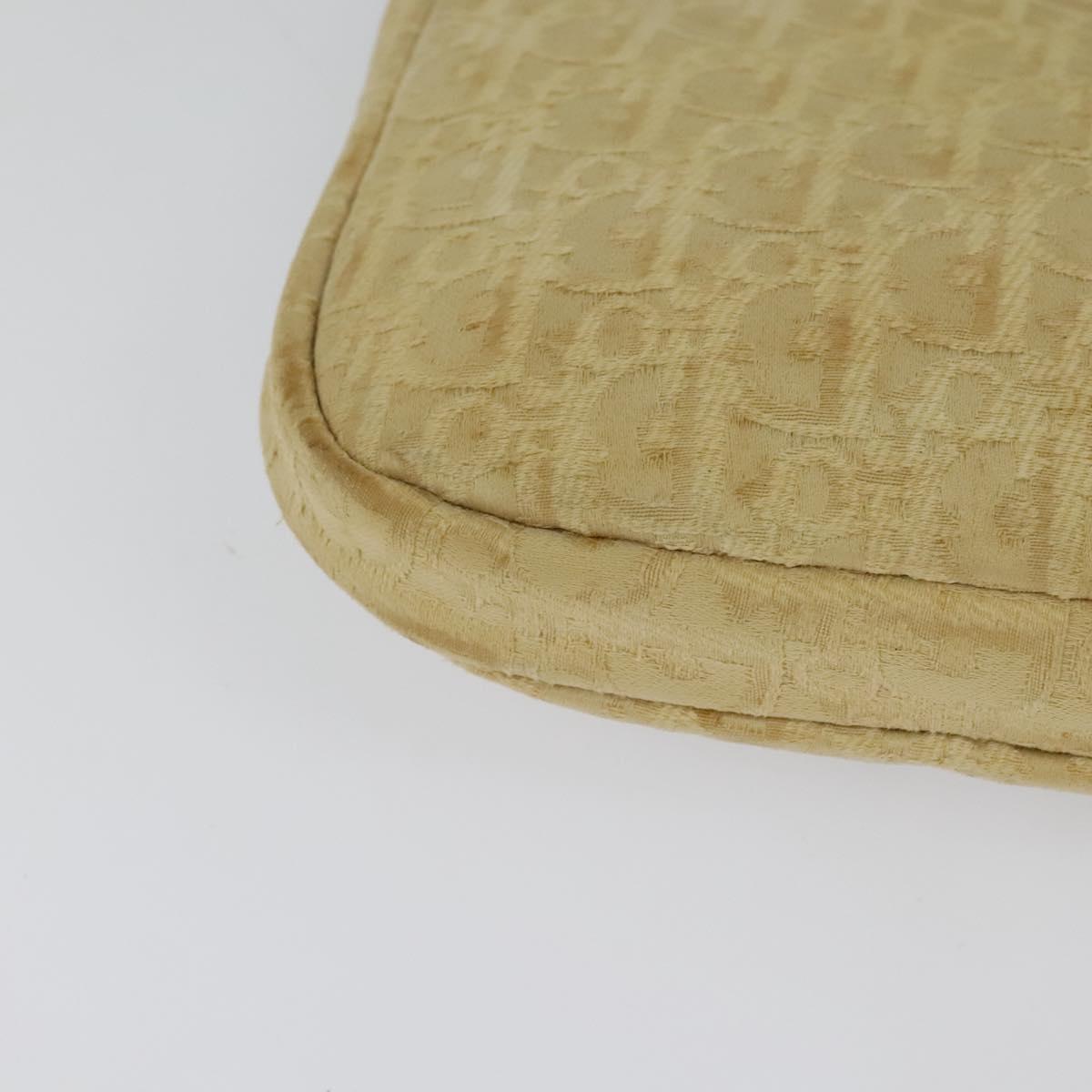 Christian Dior Trotter Canvas Shoulder Bag Beige Gold Auth BA2109