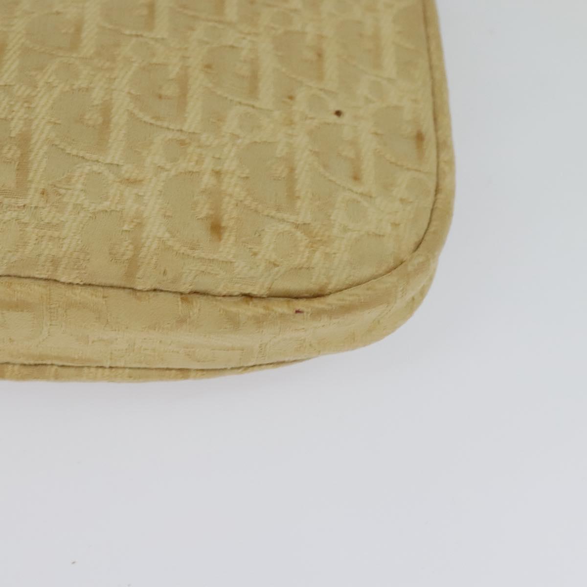 Christian Dior Trotter Canvas Shoulder Bag Beige Gold Auth BA2109