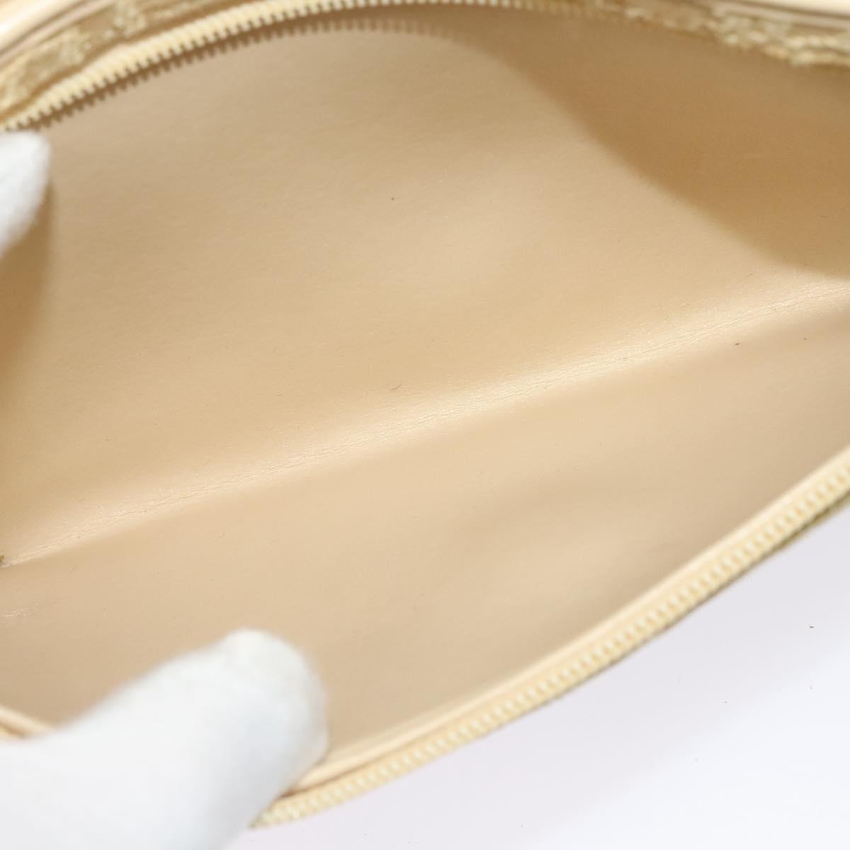 Christian Dior Trotter Canvas Shoulder Bag Beige Gold Auth BA2109