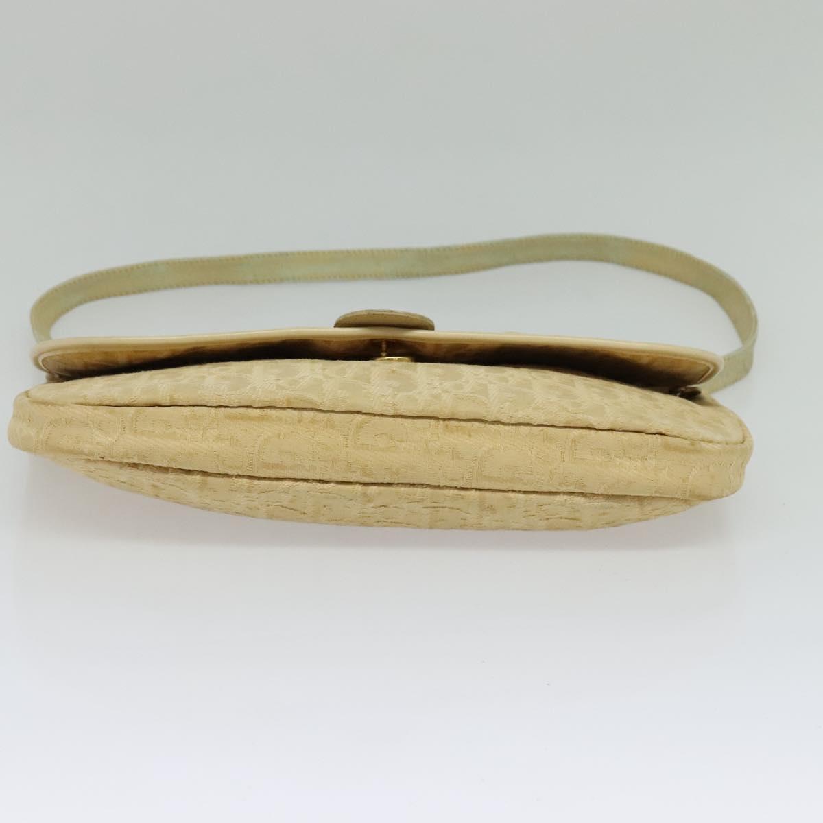 Christian Dior Trotter Canvas Shoulder Bag Beige Gold Auth BA2109