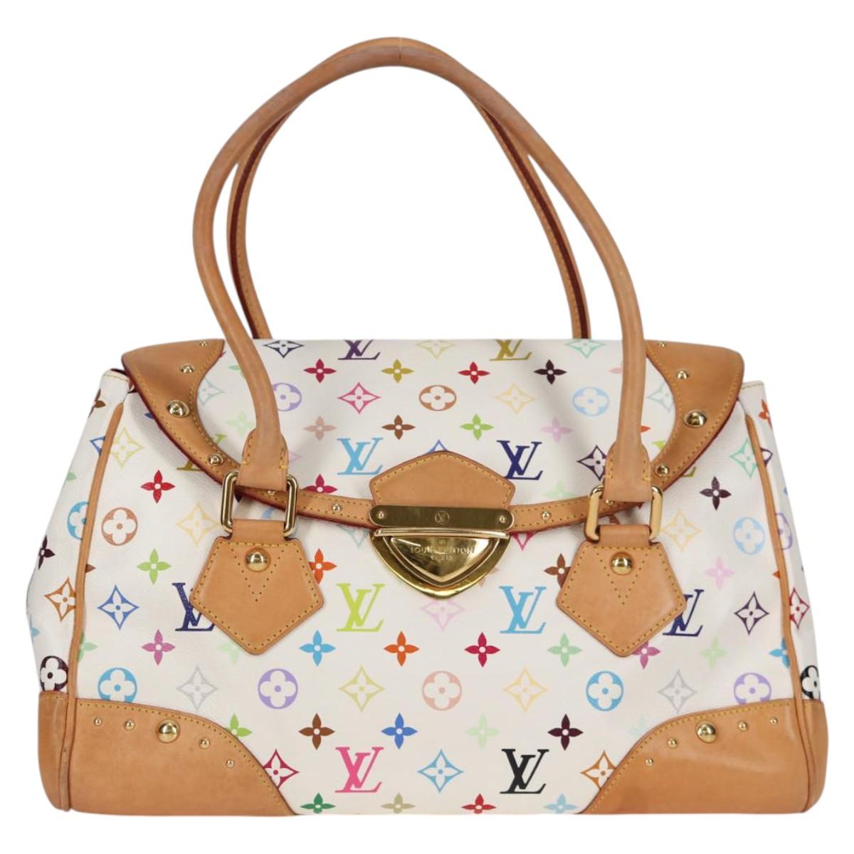 LOUIS VUITTON Monogram Multicolor Beverly GM Hand Bag White M40201 Auth BA2117V
