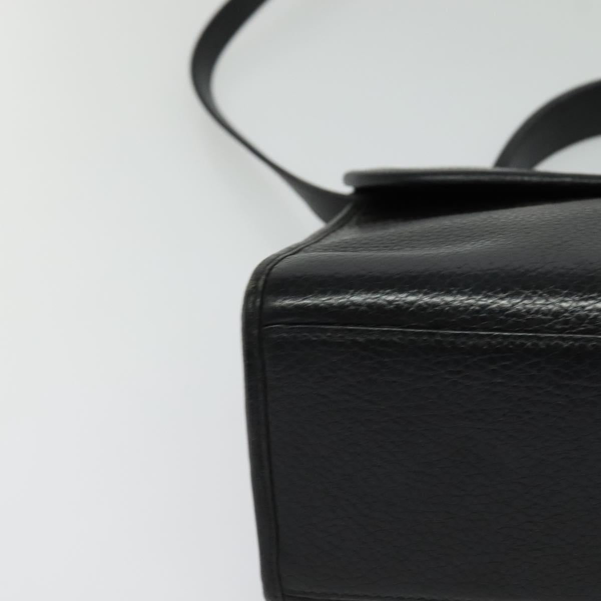 Christian Dior Hand Bag Leather 2way Black Gold Auth BA2129