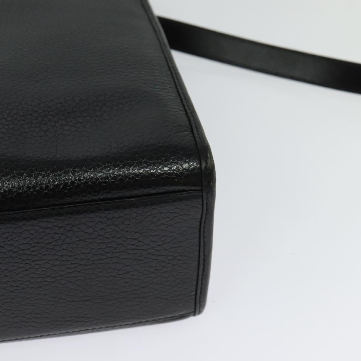 Christian Dior Hand Bag Leather 2way Black Gold Auth BA2129