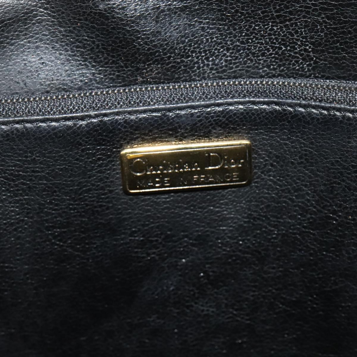 Christian Dior Hand Bag Leather 2way Black Gold Auth BA2129