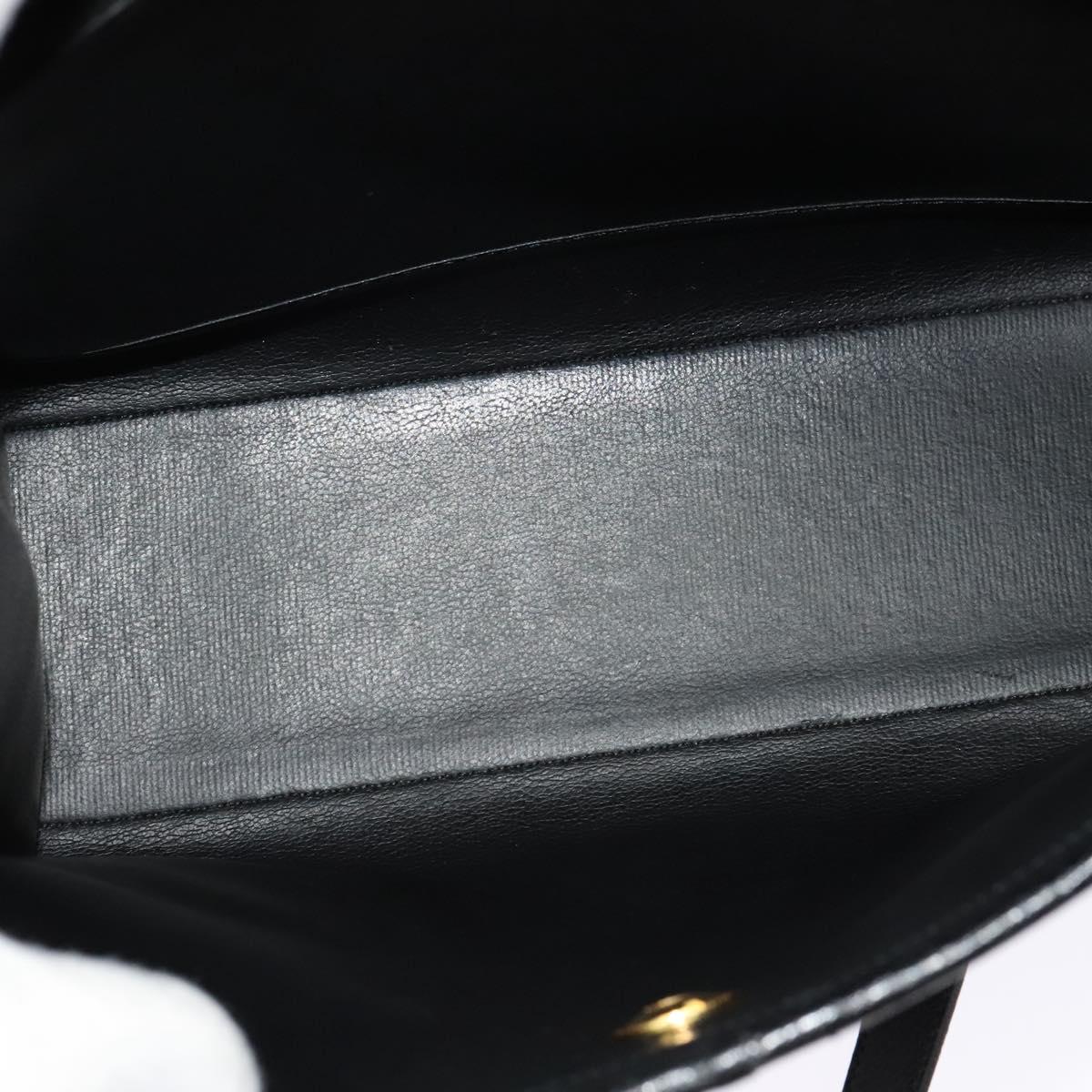 Christian Dior Hand Bag Leather 2way Black Gold Auth BA2129