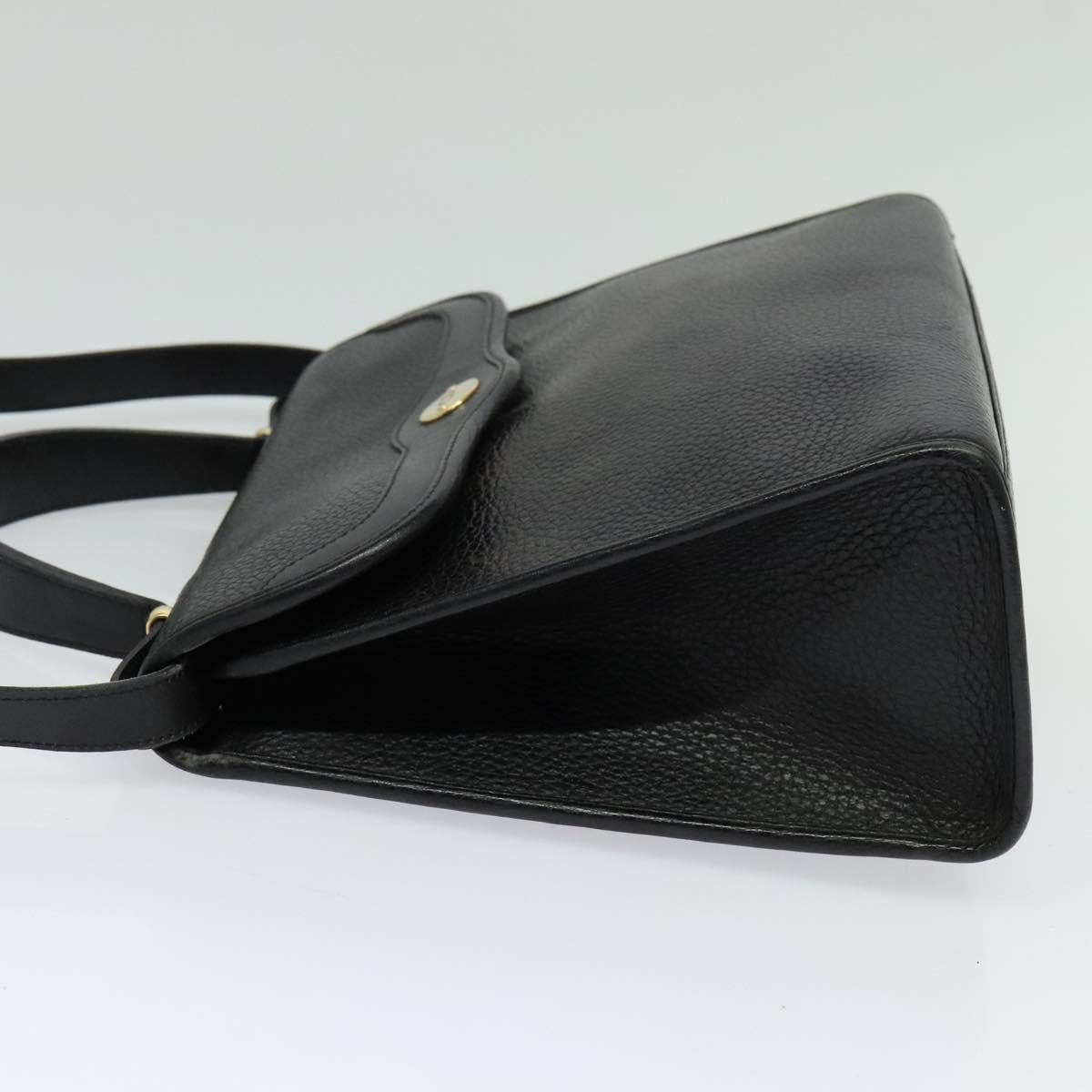 Christian Dior Hand Bag Leather 2way Black Gold Auth BA2129