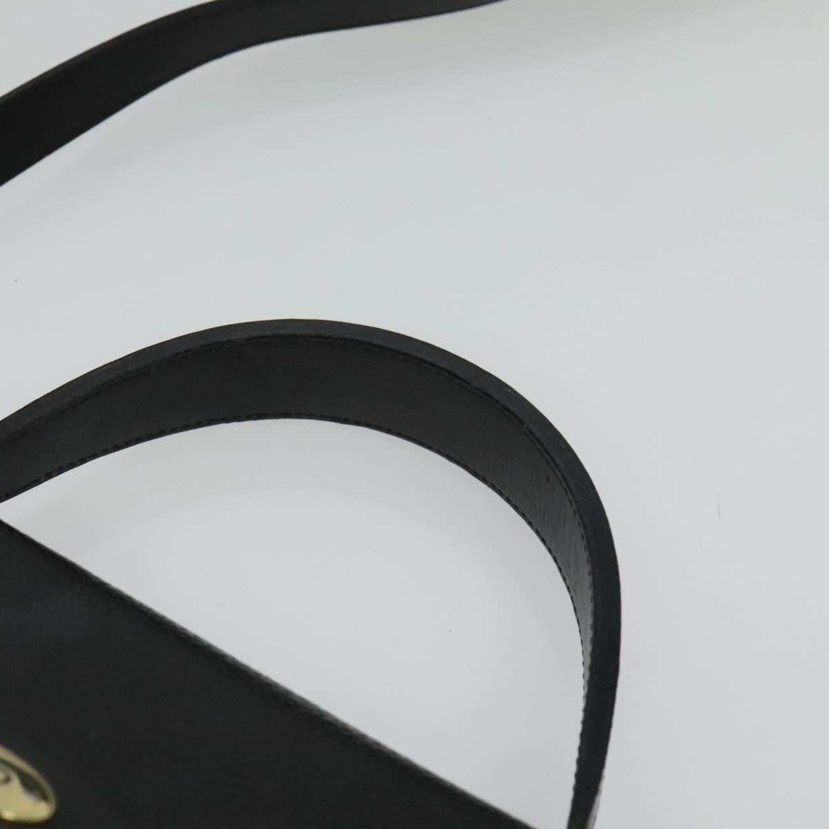 Christian Dior Hand Bag Leather 2way Black Gold Auth BA2129