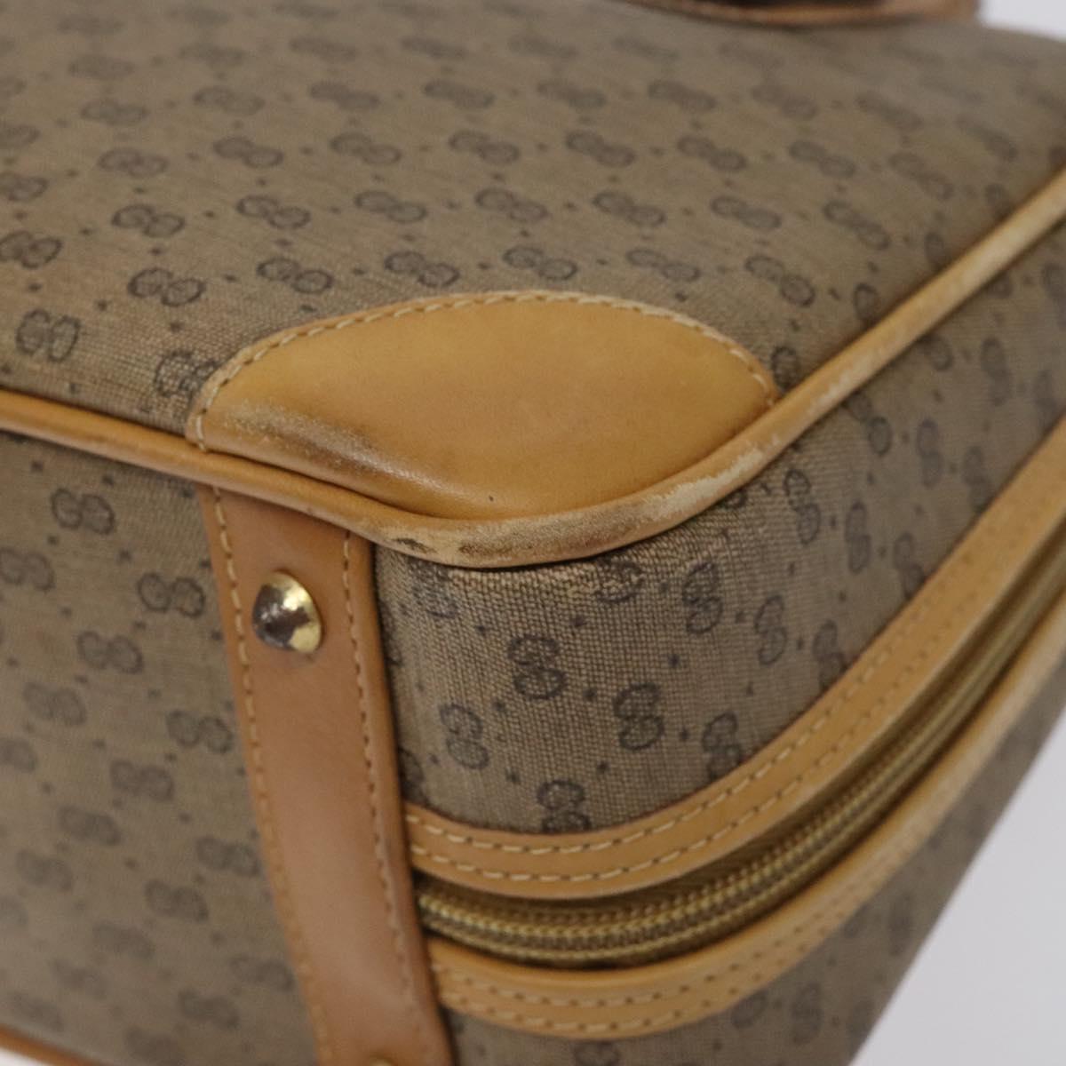 GUCCI Micro GG Supreme Hand Bag PVC Beige Gold 000 39 0030 Auth BA2146