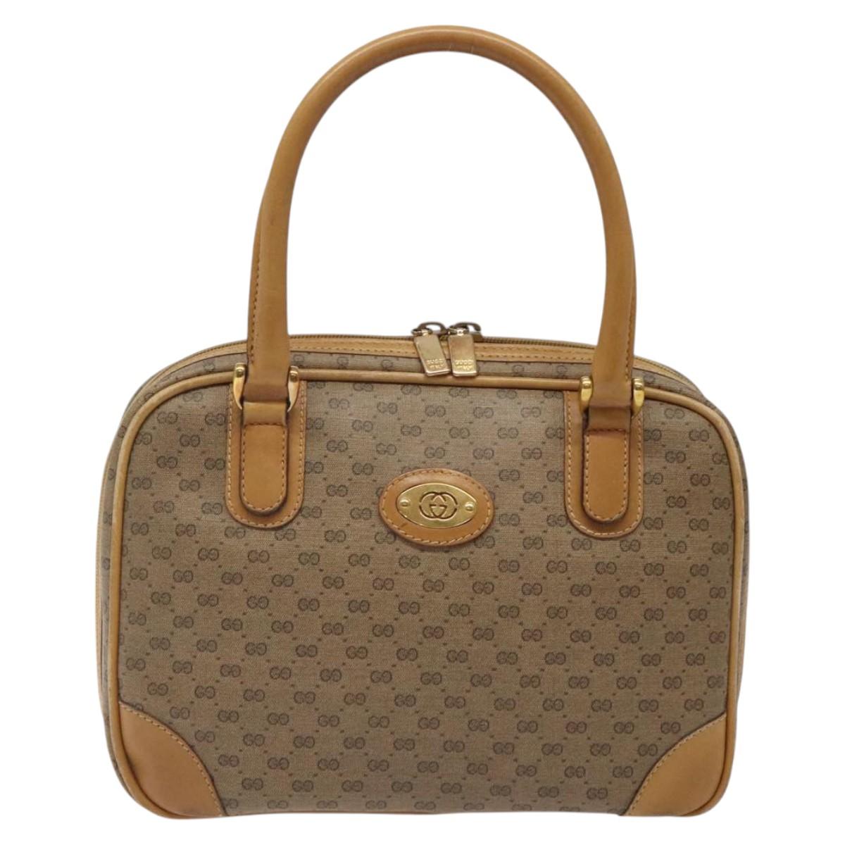 GUCCI Micro GG Supreme Hand Bag PVC Beige Gold 000 39 0030 Auth BA2146