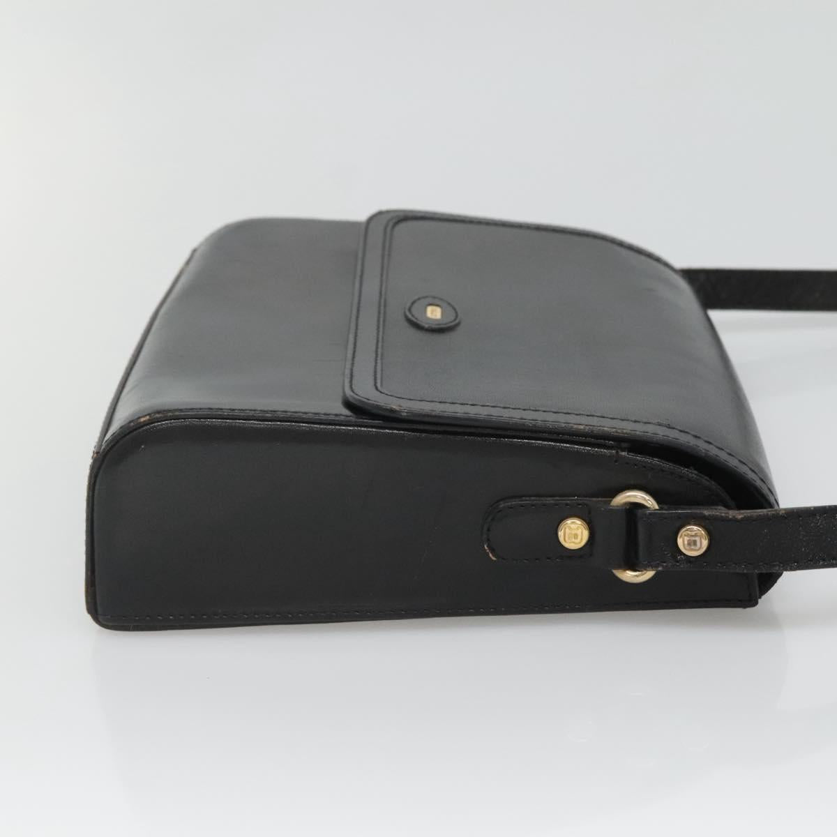 BALLY Shoulder Bag Leather Black Gold Auth BA2151