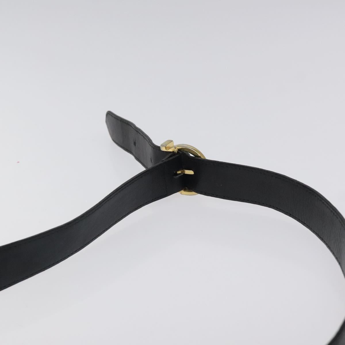 Salvatore Ferragamo Shoulder Bag Leather Black Gold Auth BA2152