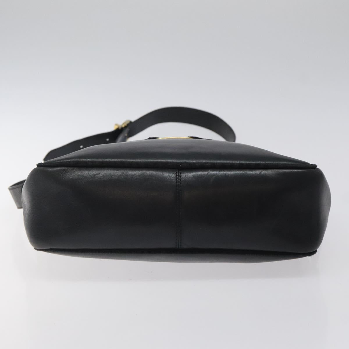 Salvatore Ferragamo Shoulder Bag Leather Black Gold Auth BA2152