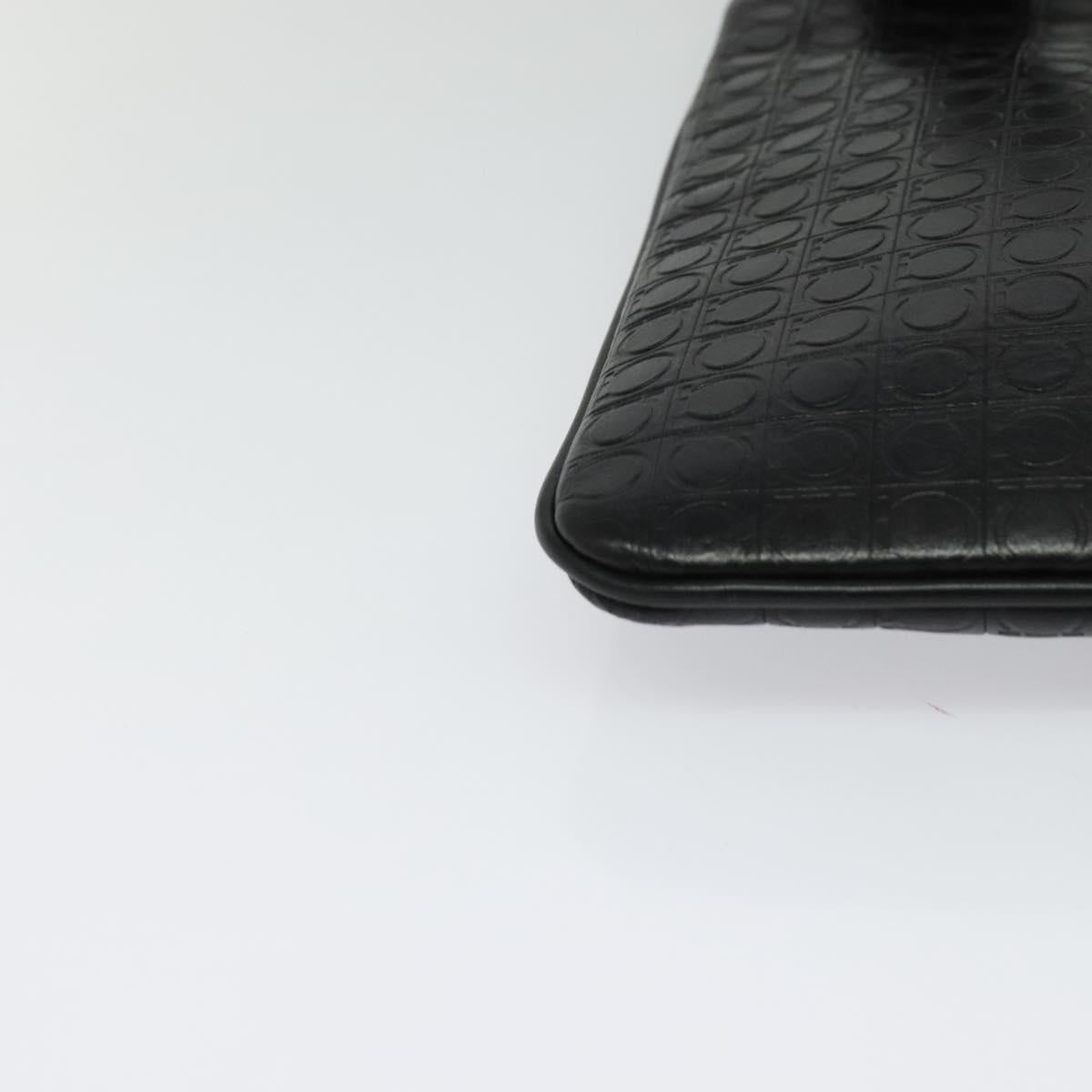 Salvatore Ferragamo Shoulder Bag Leather Black Silver Auth BA2153