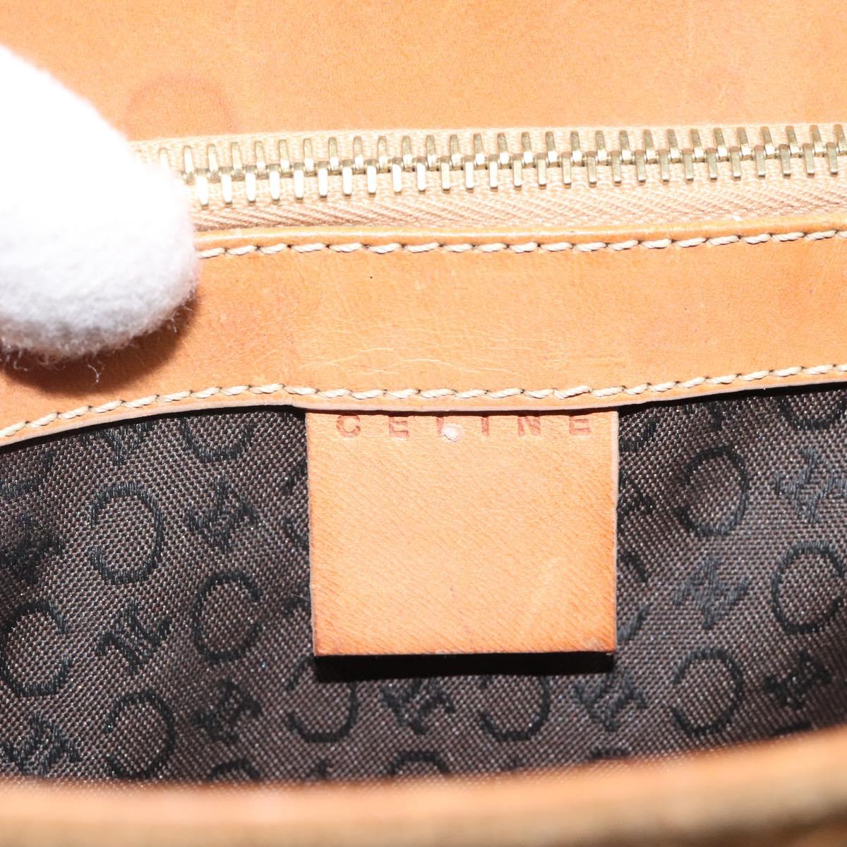 CELINE Macadam Canvas Hand Bag Suede Brown Gold Auth BA2154