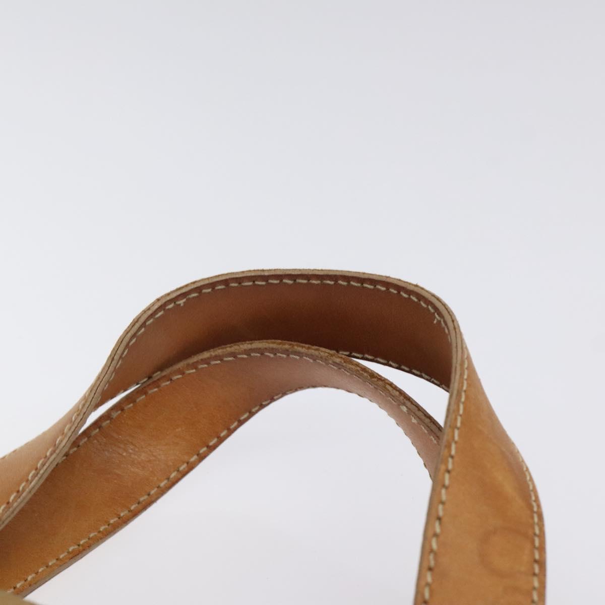 CELINE Macadam Canvas Hand Bag Suede Brown Gold Auth BA2154