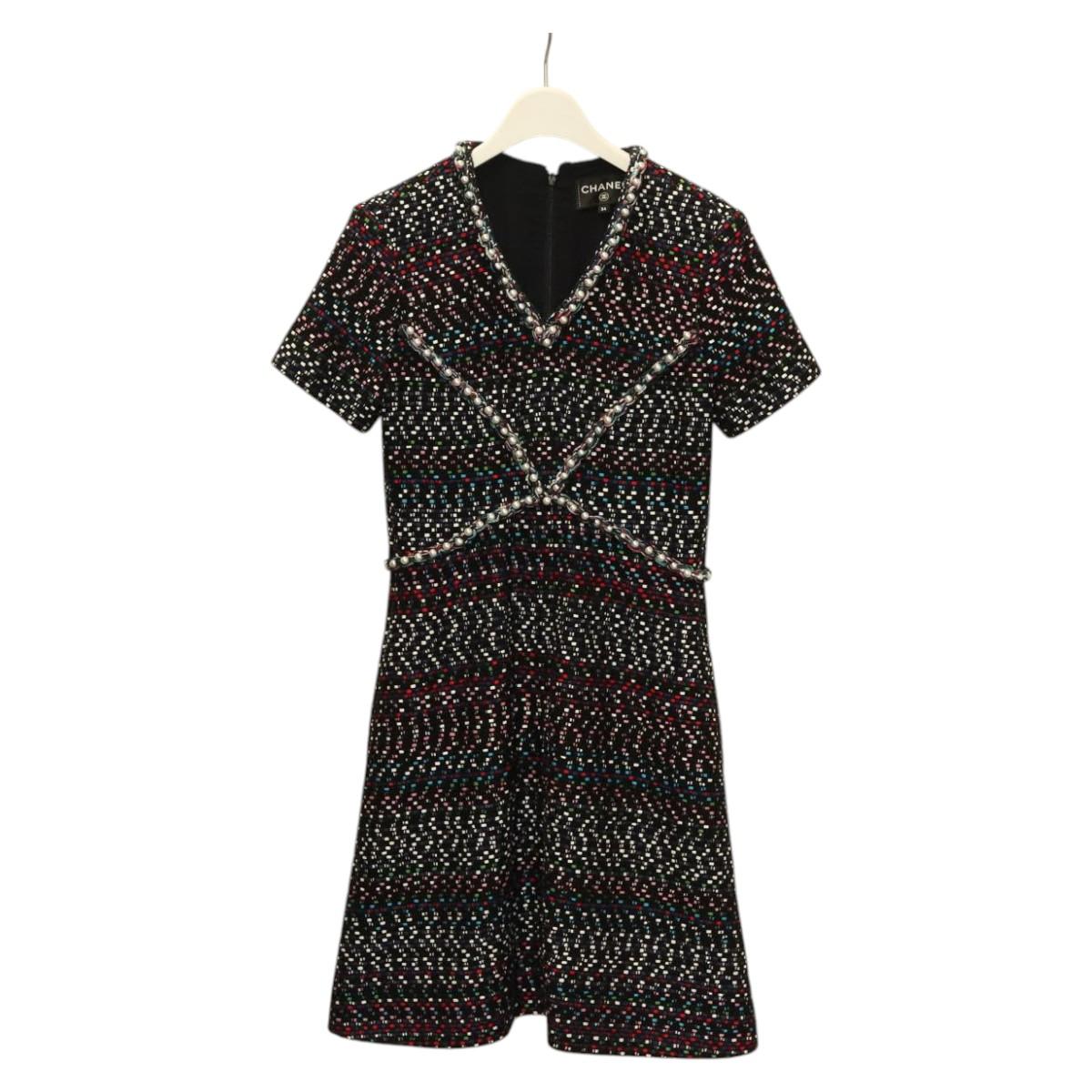 CHANEL One Piece Tweed Navy CC Auth BA2161AM