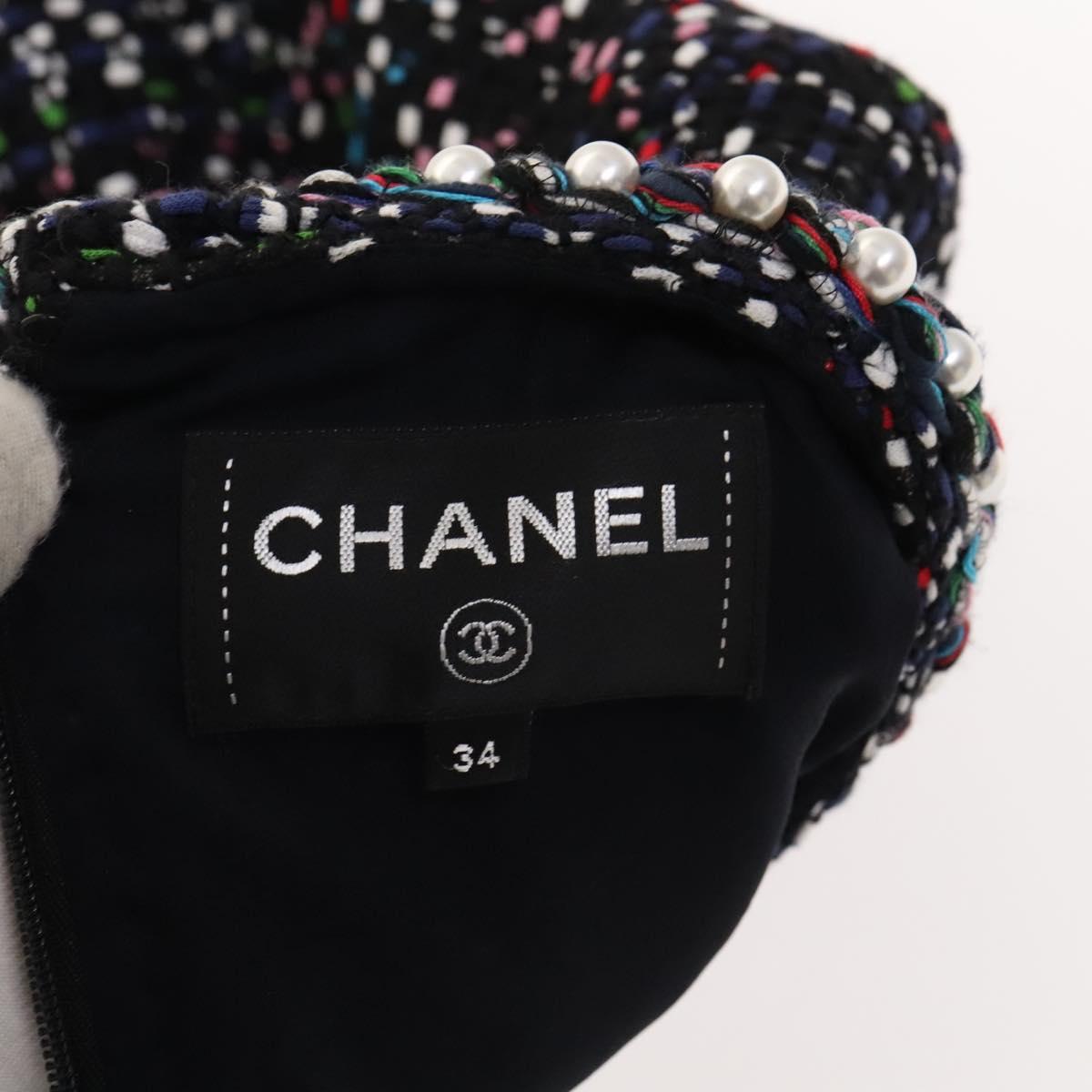 CHANEL One Piece Tweed Navy CC Auth BA2161M