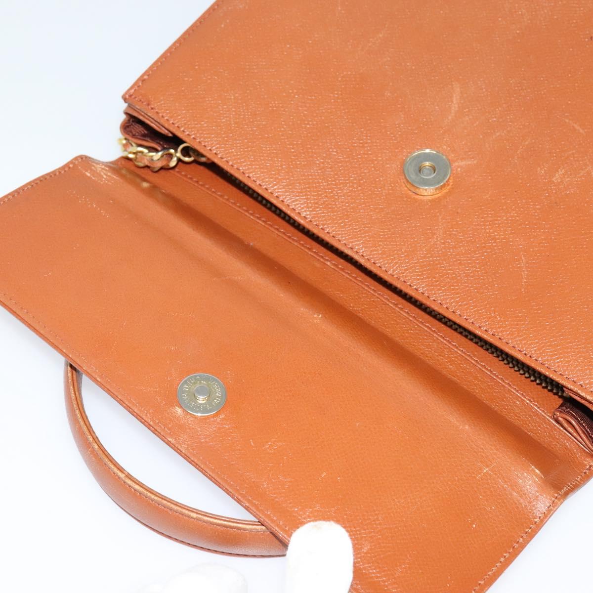 VALENTINO Hand Bag Leather 2way Brown Gold Auth BA2171