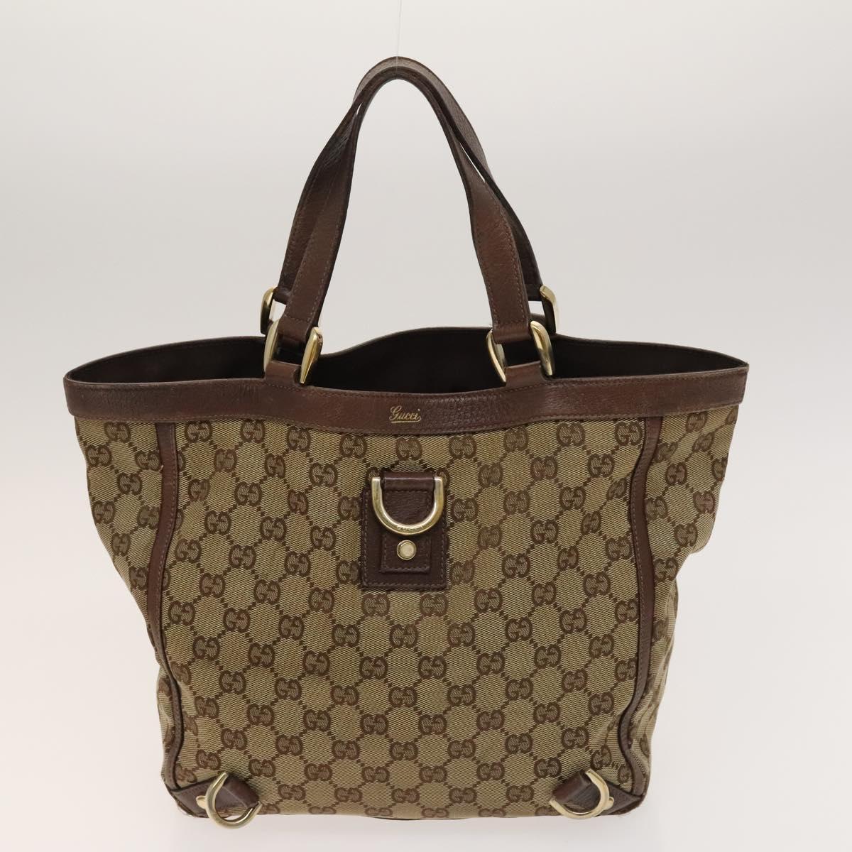 GUCCI GG Canvas Abbey Tote Bag 2Set Beige Gold Auth BA2173