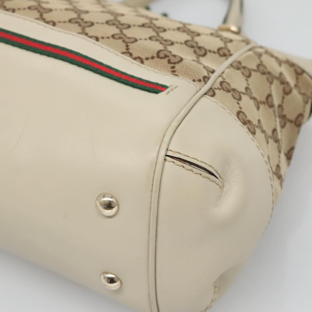 GUCCI GG Canvas Web Sherry Line Hand Bag 2way Beige Gold 269894 Auth BA2226