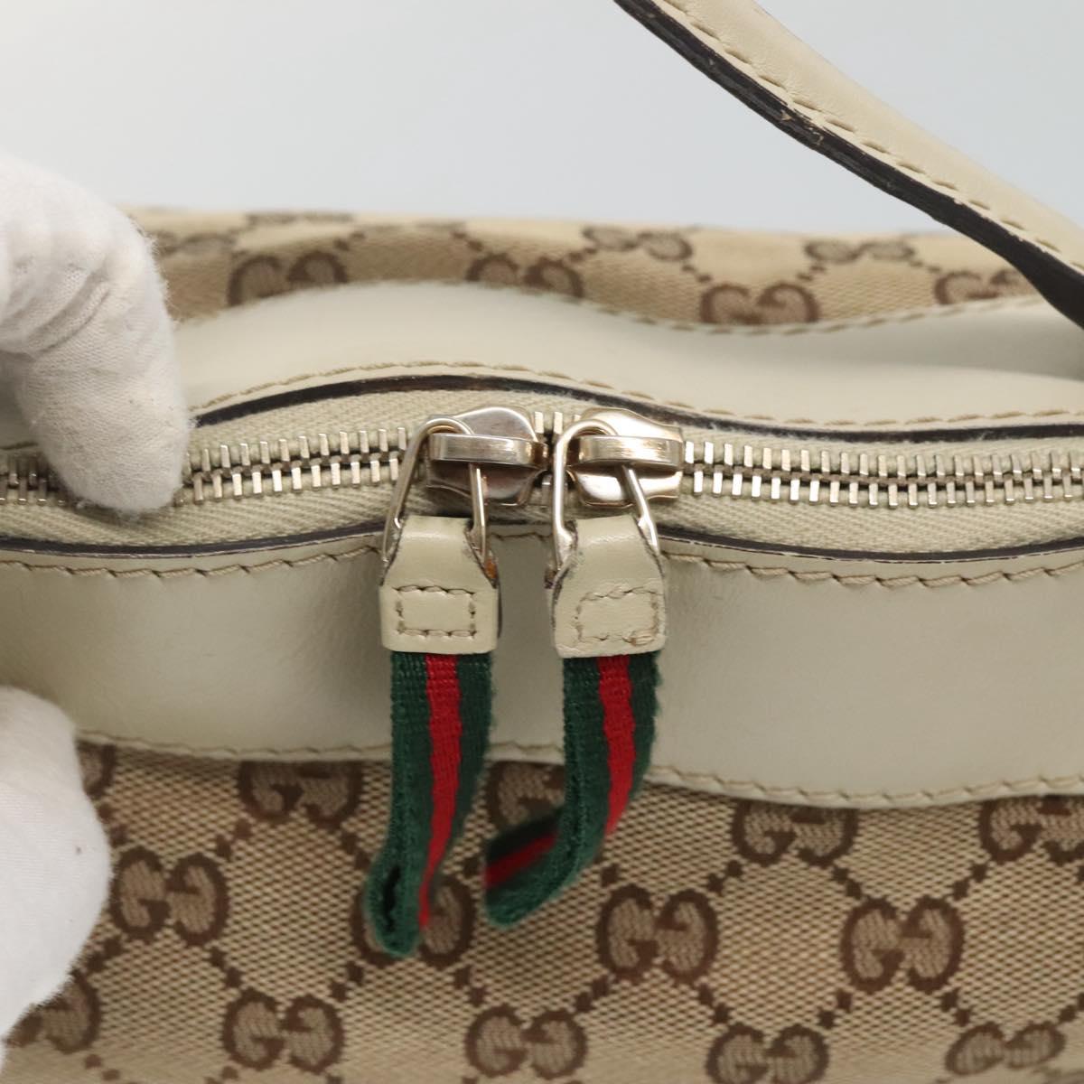 GUCCI GG Canvas Web Sherry Line Hand Bag 2way Beige Gold 269894 Auth BA2226