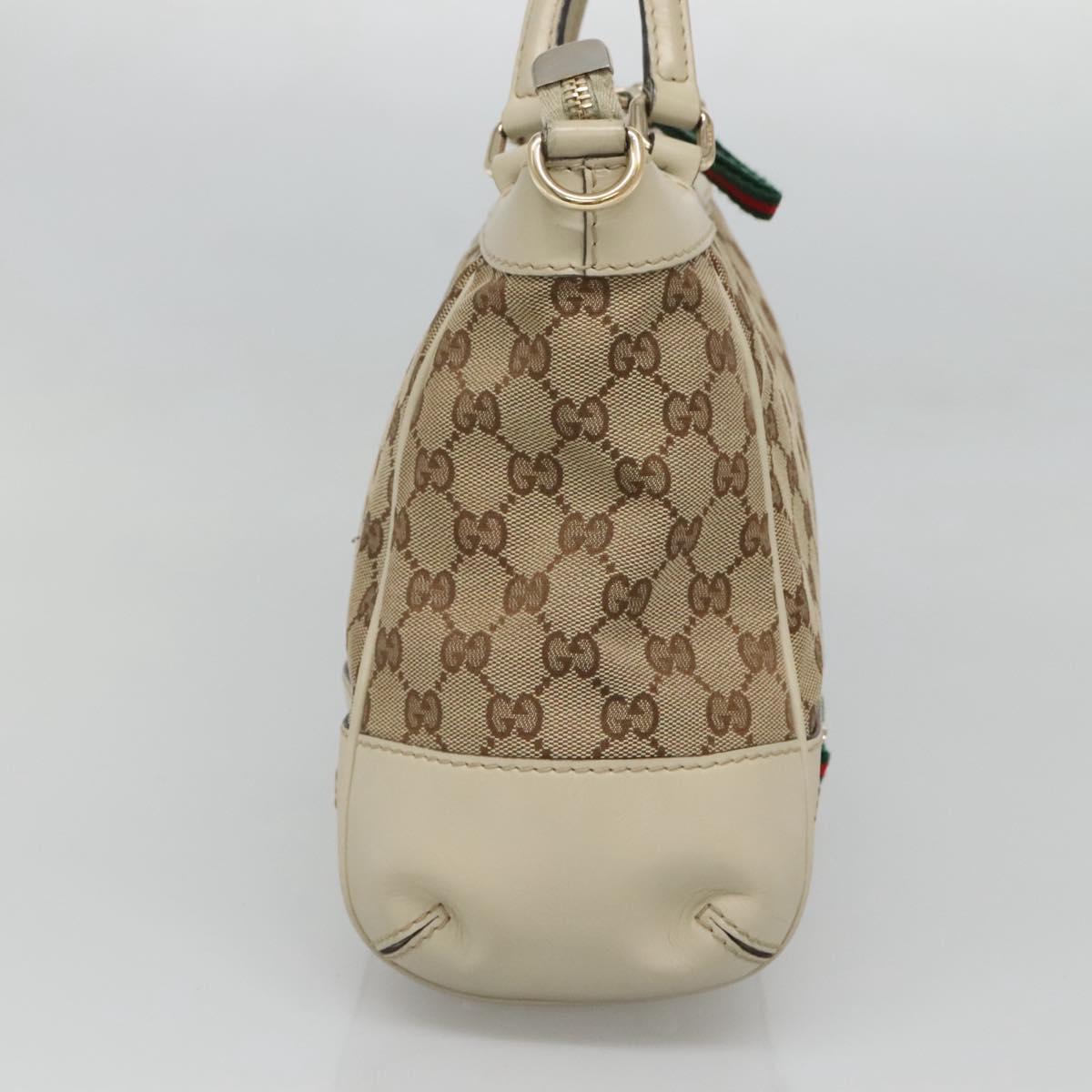 GUCCI GG Canvas Web Sherry Line Hand Bag 2way Beige Gold 269894 Auth BA2226