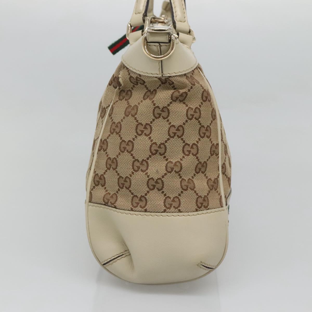 GUCCI GG Canvas Web Sherry Line Hand Bag 2way Beige Gold 269894 Auth BA2226