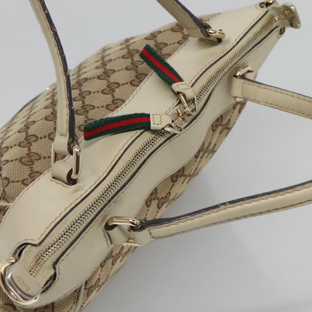 GUCCI GG Canvas Web Sherry Line Hand Bag 2way Beige Gold 269894 Auth BA2226