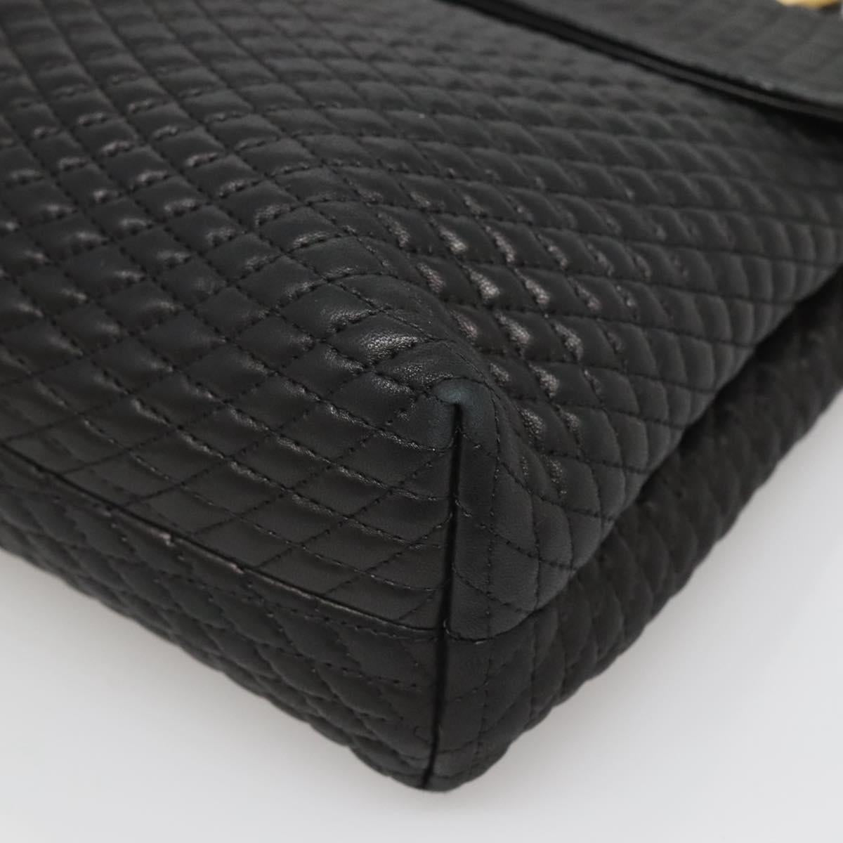 BALLY Hand Bag Leather Black Gold Auth BA2236