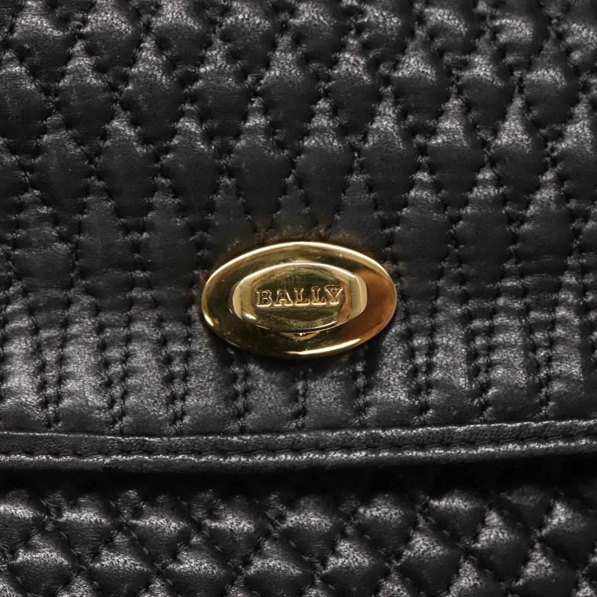 BALLY Hand Bag Leather Black Gold Auth BA2236