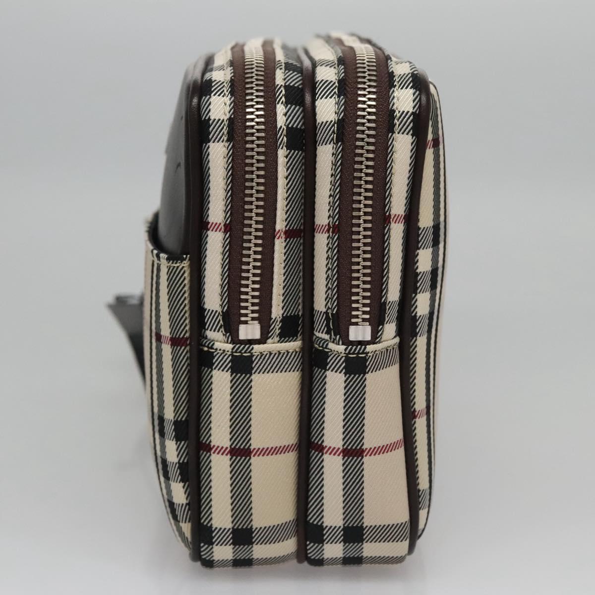 BURBERRY Nova Check Clutch Bag Nylon Beige Auth BA224AV