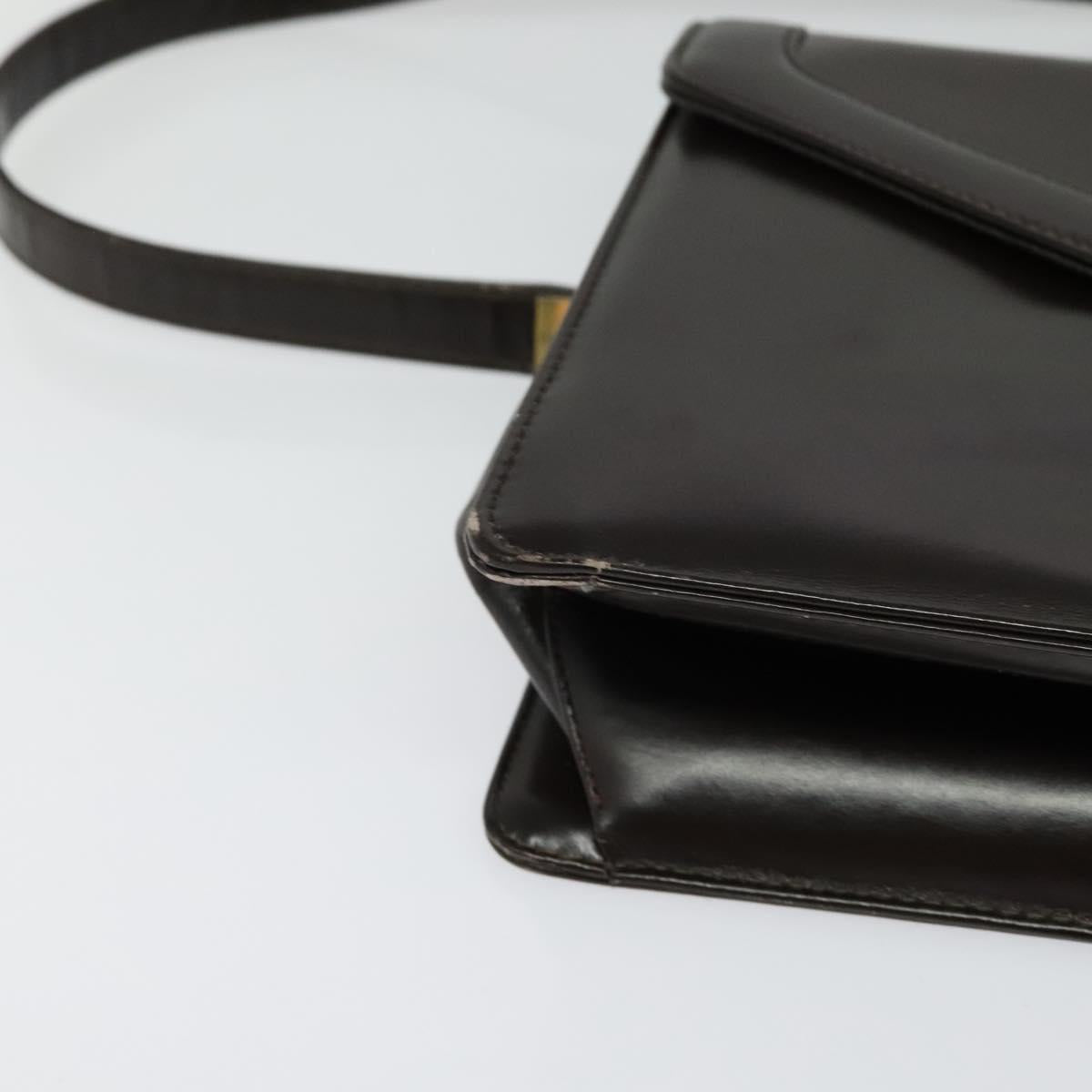 Christian Dior Shoulder Bag Leather Brown Gold Auth BA2252