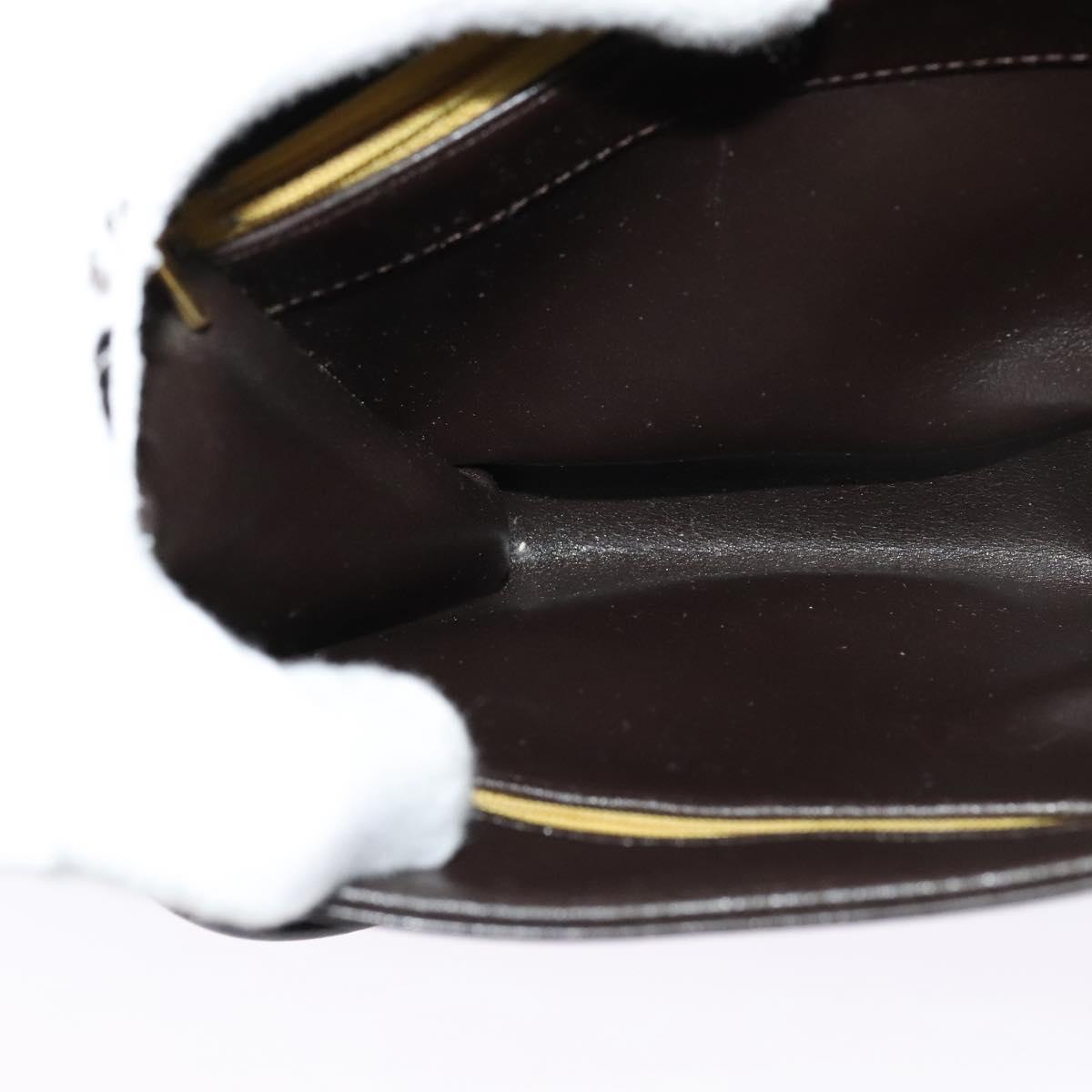Christian Dior Shoulder Bag Leather Brown Gold Auth BA2252