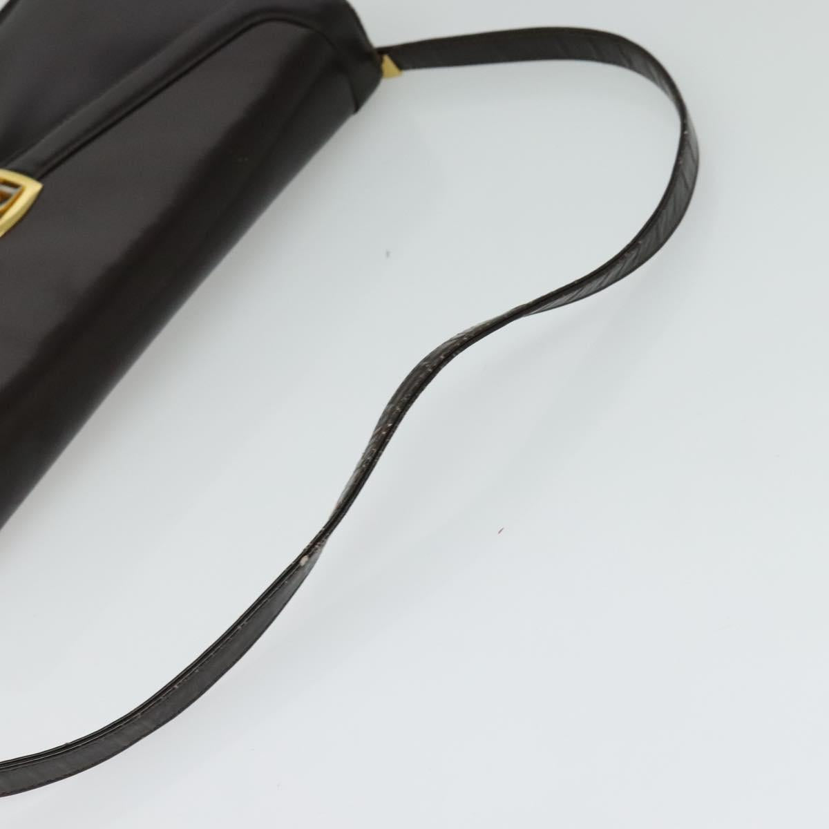 Christian Dior Shoulder Bag Leather Brown Gold Auth BA2252
