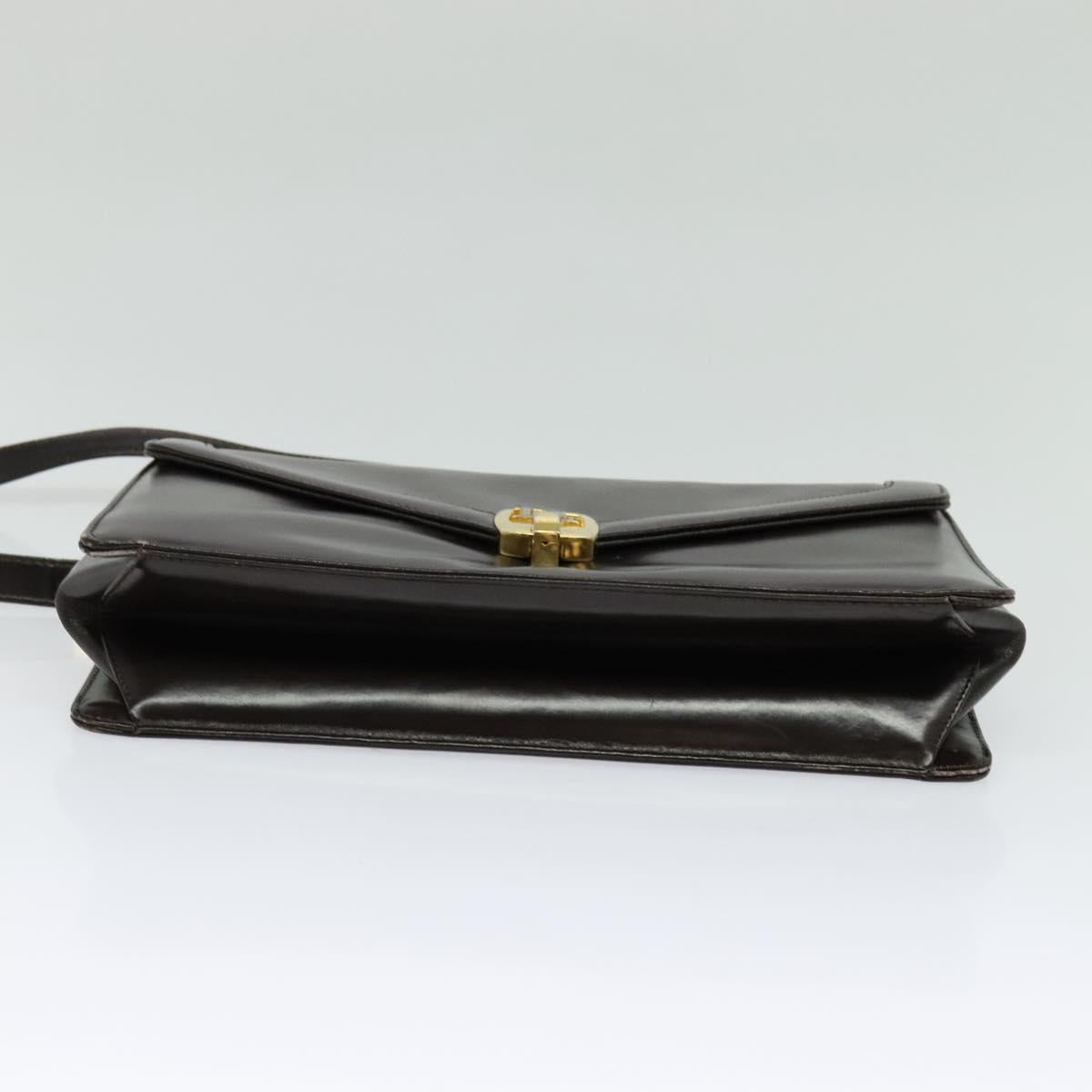 Christian Dior Shoulder Bag Leather Brown Gold Auth BA2252