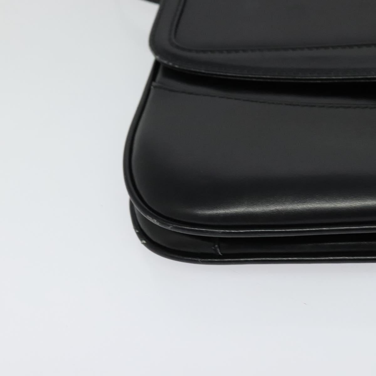 BALLY Shoulder Bag Leather Black Gold Auth BA2261