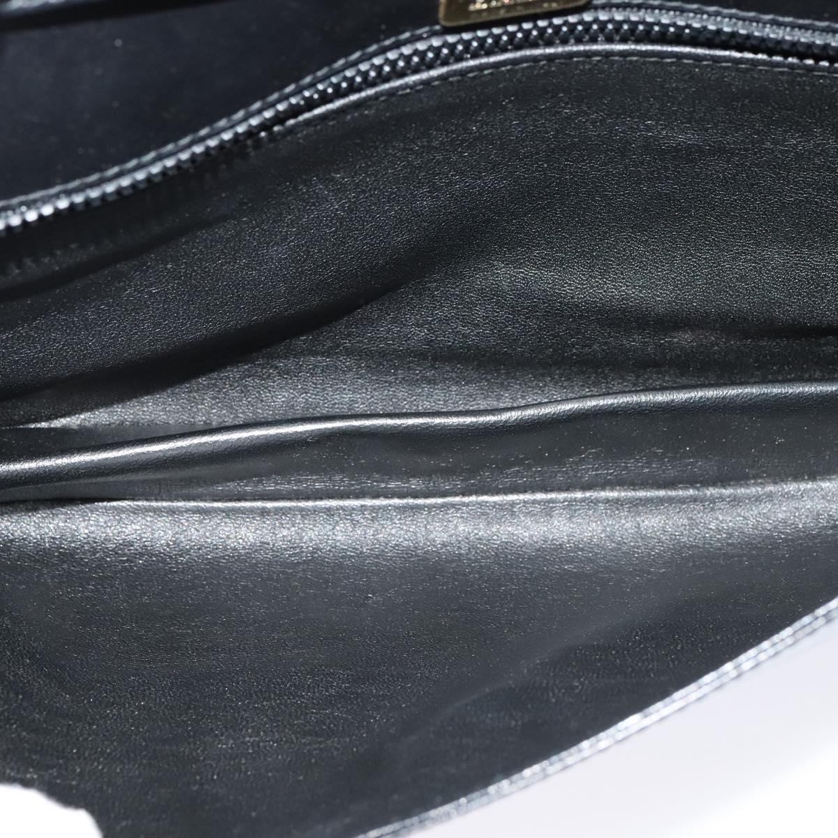 BALLY Shoulder Bag Leather Black Gold Auth BA2261