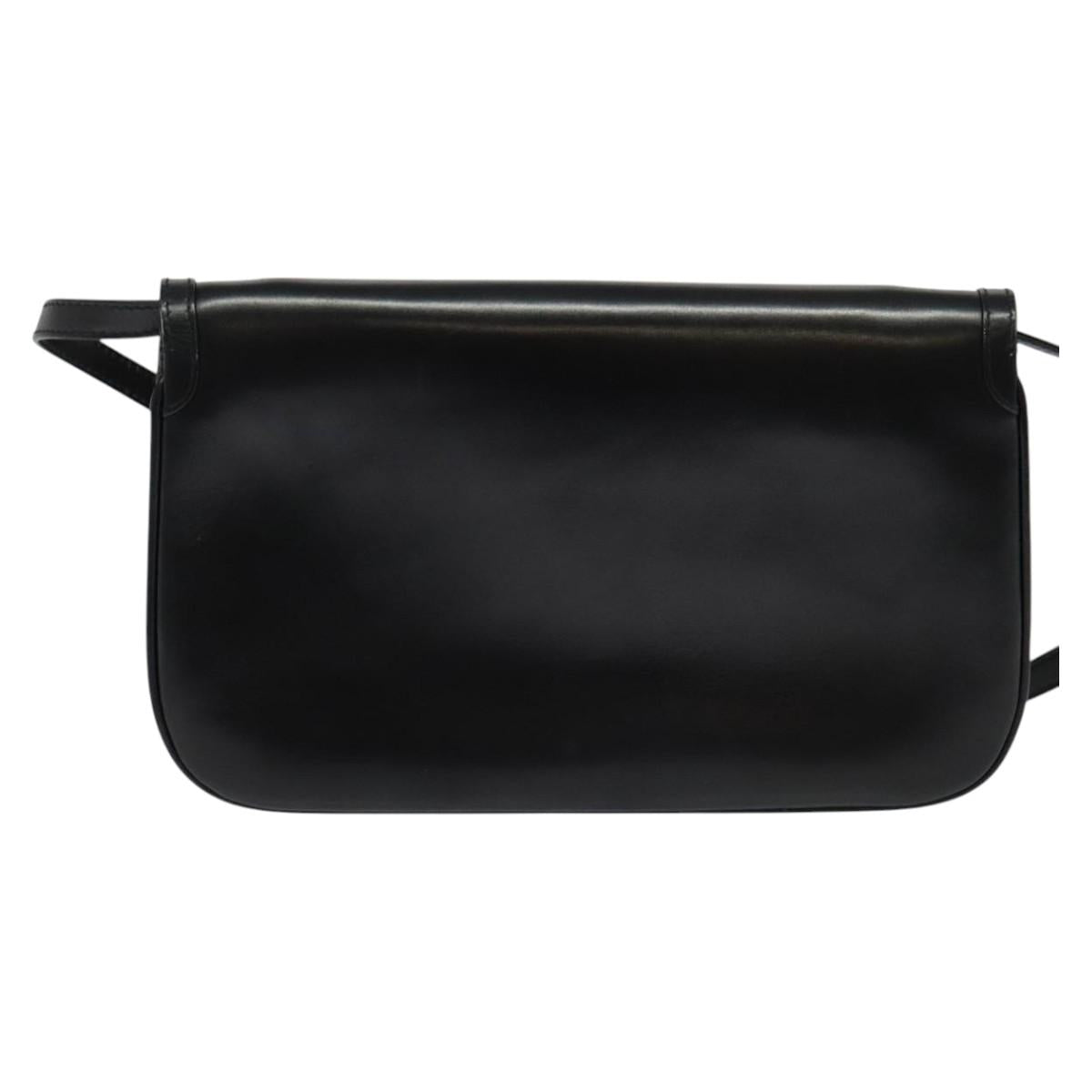 BALLY Shoulder Bag Leather Black Gold Auth BA2261